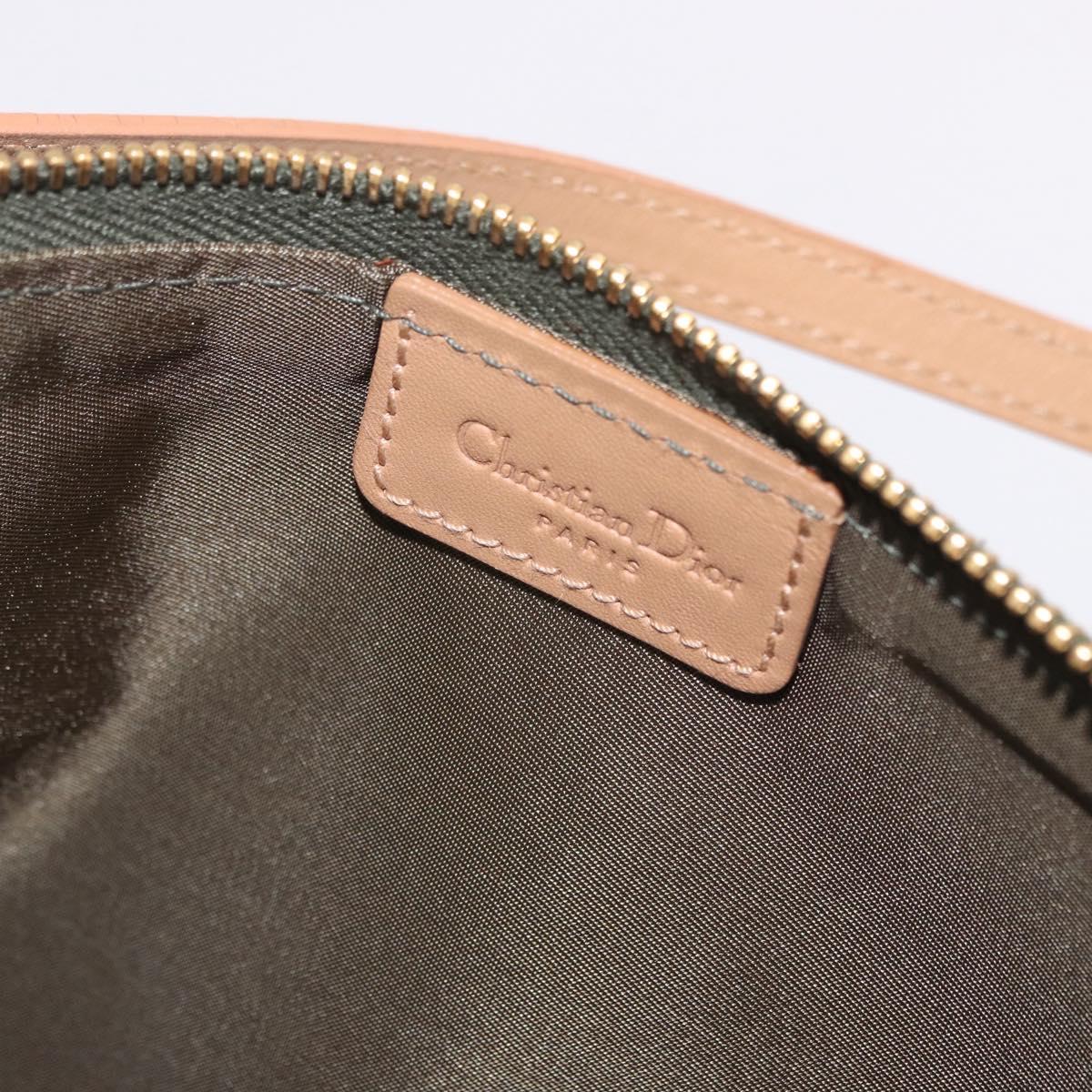 Christian Dior Trotter Canvas Saddle Pouch Hand Bag Khaki Gold Auth mr2899V