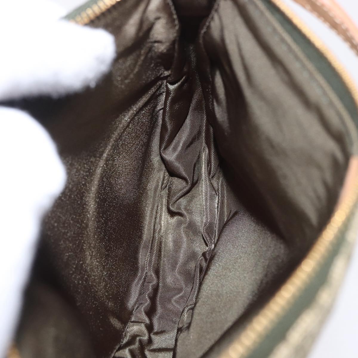 Christian Dior Trotter Canvas Saddle Pouch Hand Bag Khaki Gold Auth mr2899V