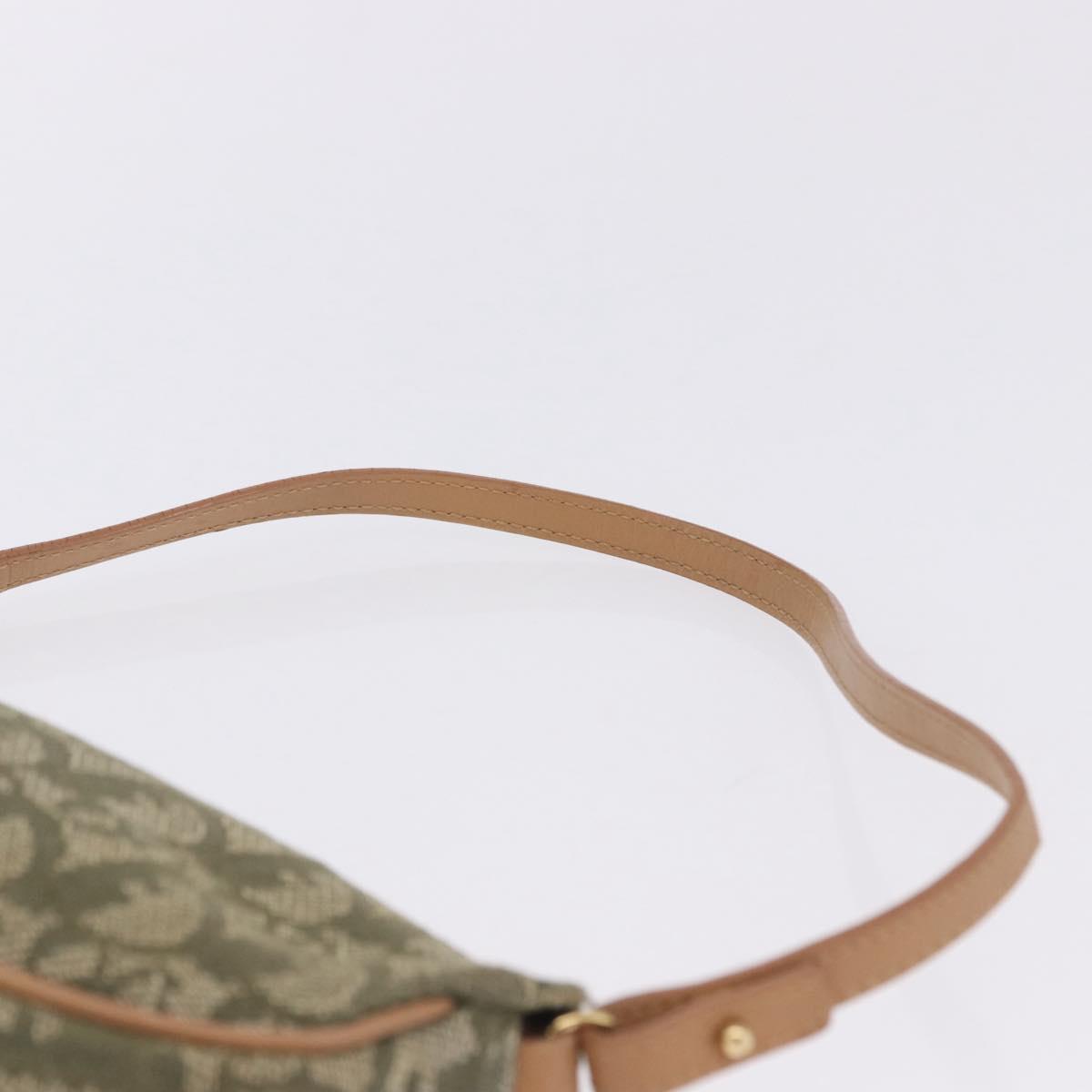 Christian Dior Trotter Canvas Saddle Pouch Hand Bag Khaki Gold Auth mr2899V