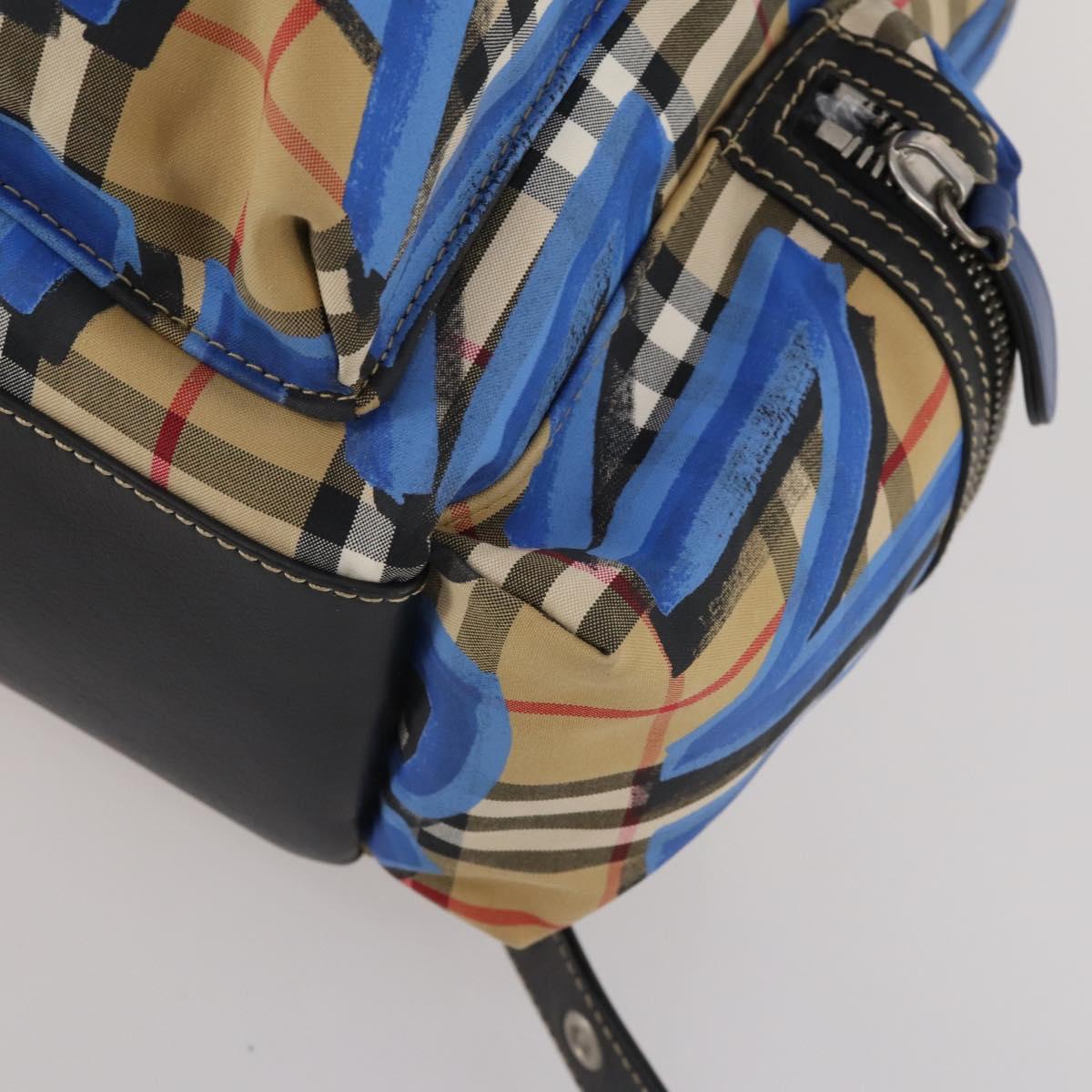 BURBERRY Nova Check Backpack Nylon Beige Silver Auth mr2901A
