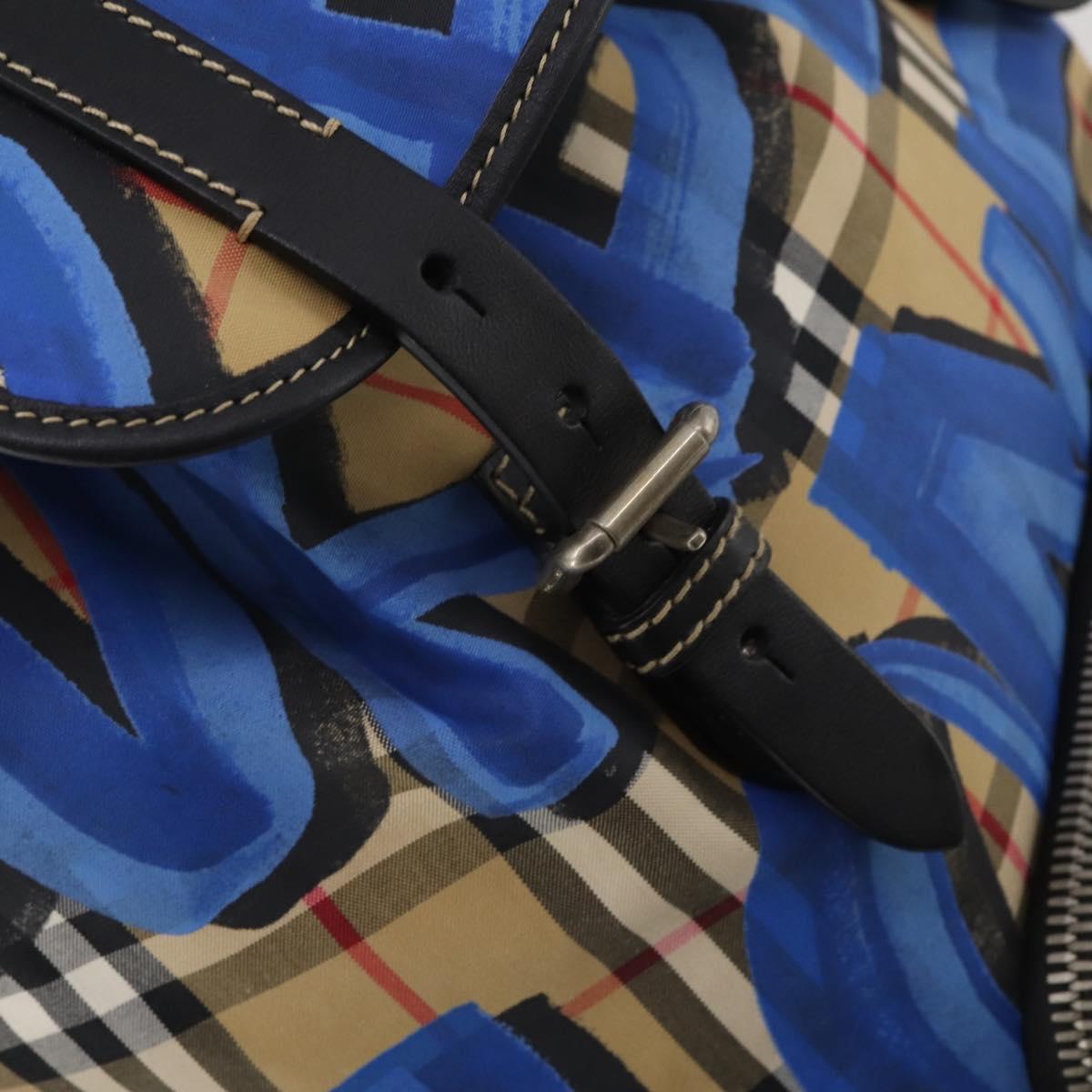 BURBERRY Nova Check Backpack Nylon Beige Silver Auth mr2901A