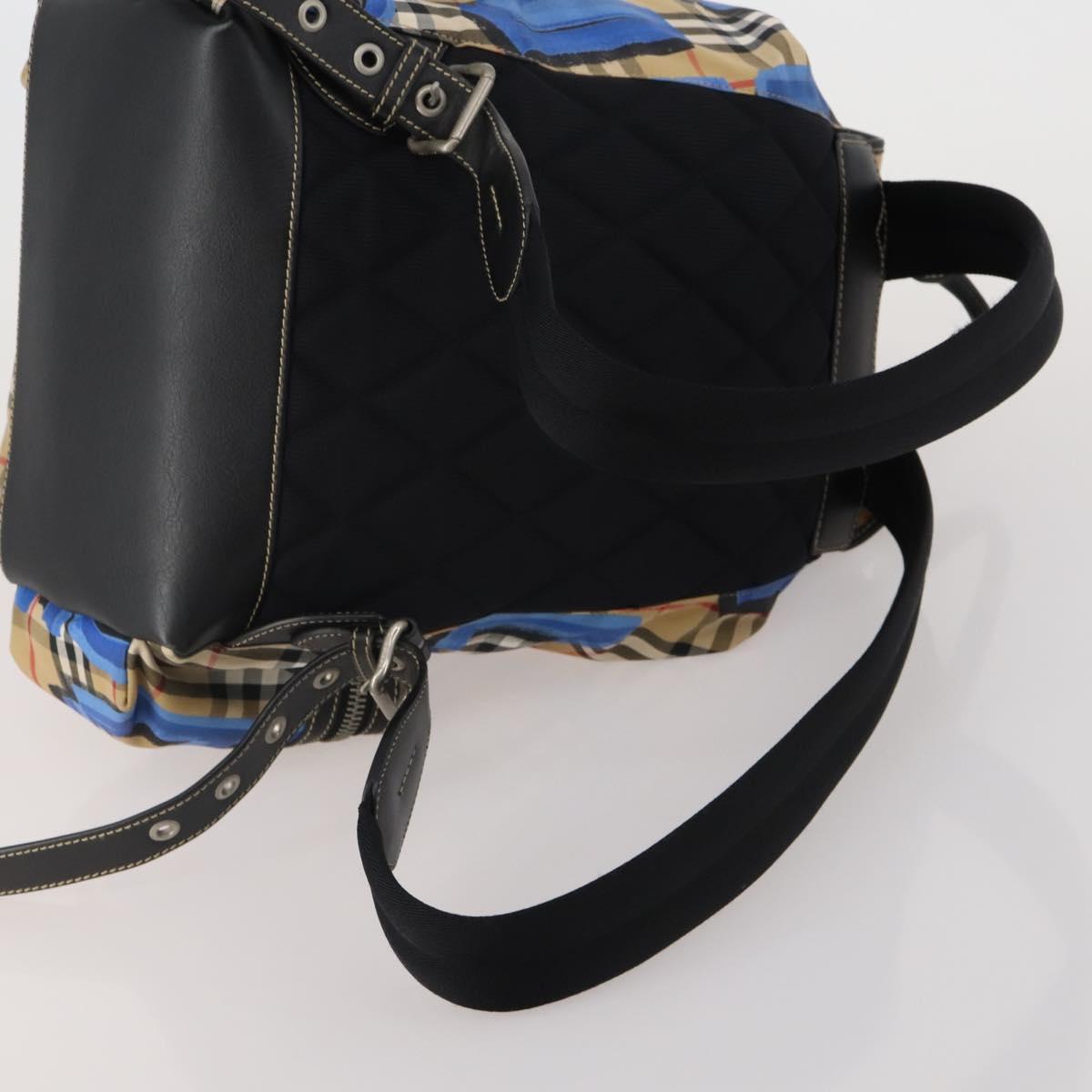BURBERRY Nova Check Backpack Nylon Beige Silver Auth mr2901A