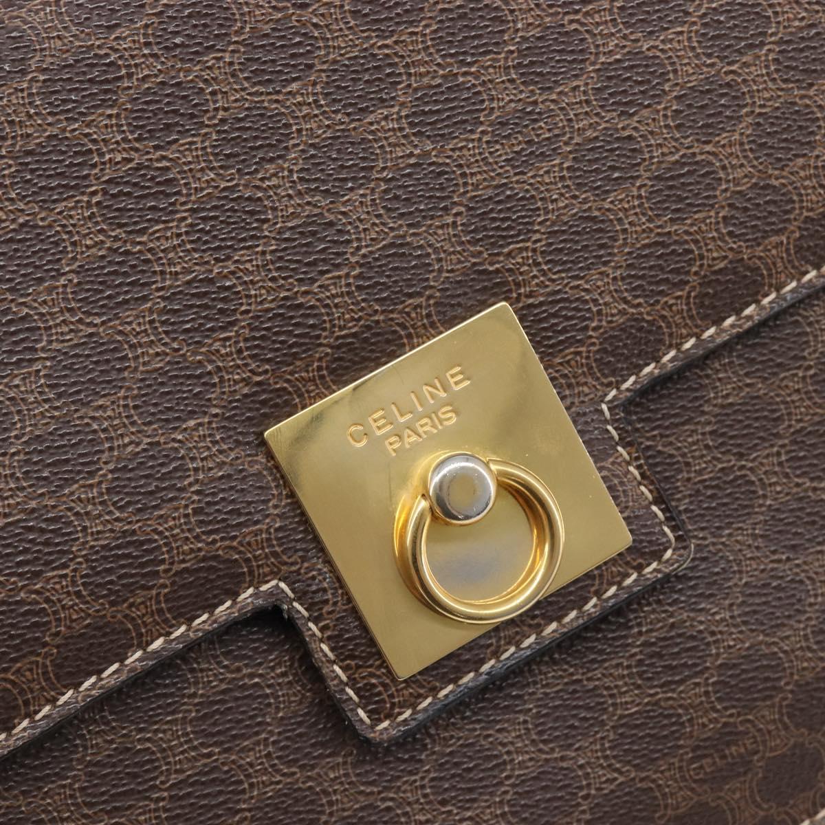CELINE Macadam Canvas Shoulder Bag PVC Leather Brown Gold Auth mr2903