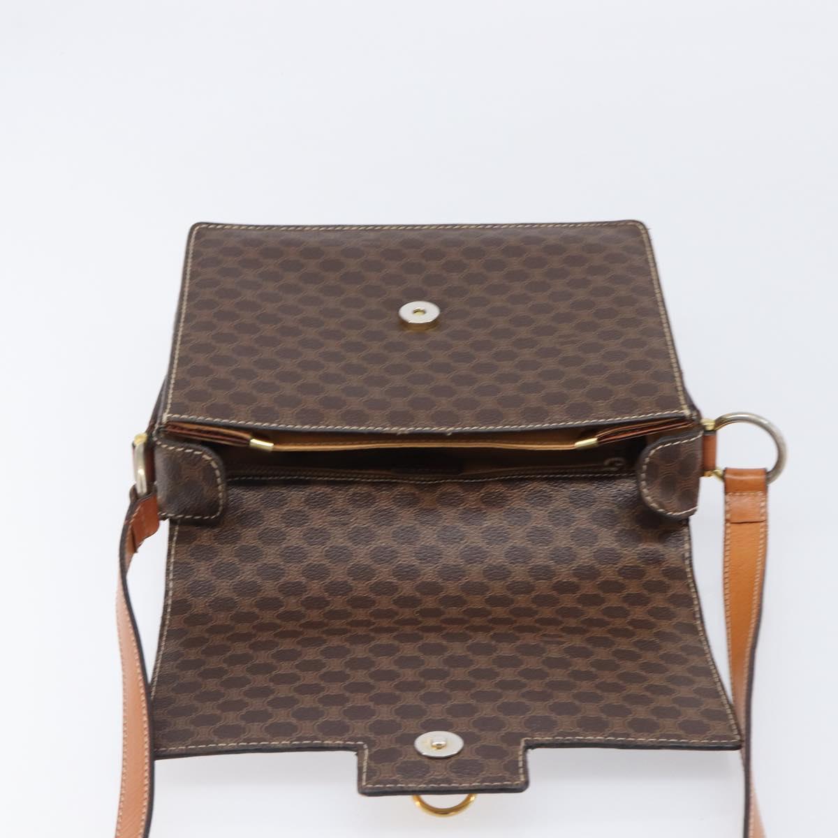 CELINE Macadam Canvas Shoulder Bag PVC Leather Brown Gold Auth mr2903