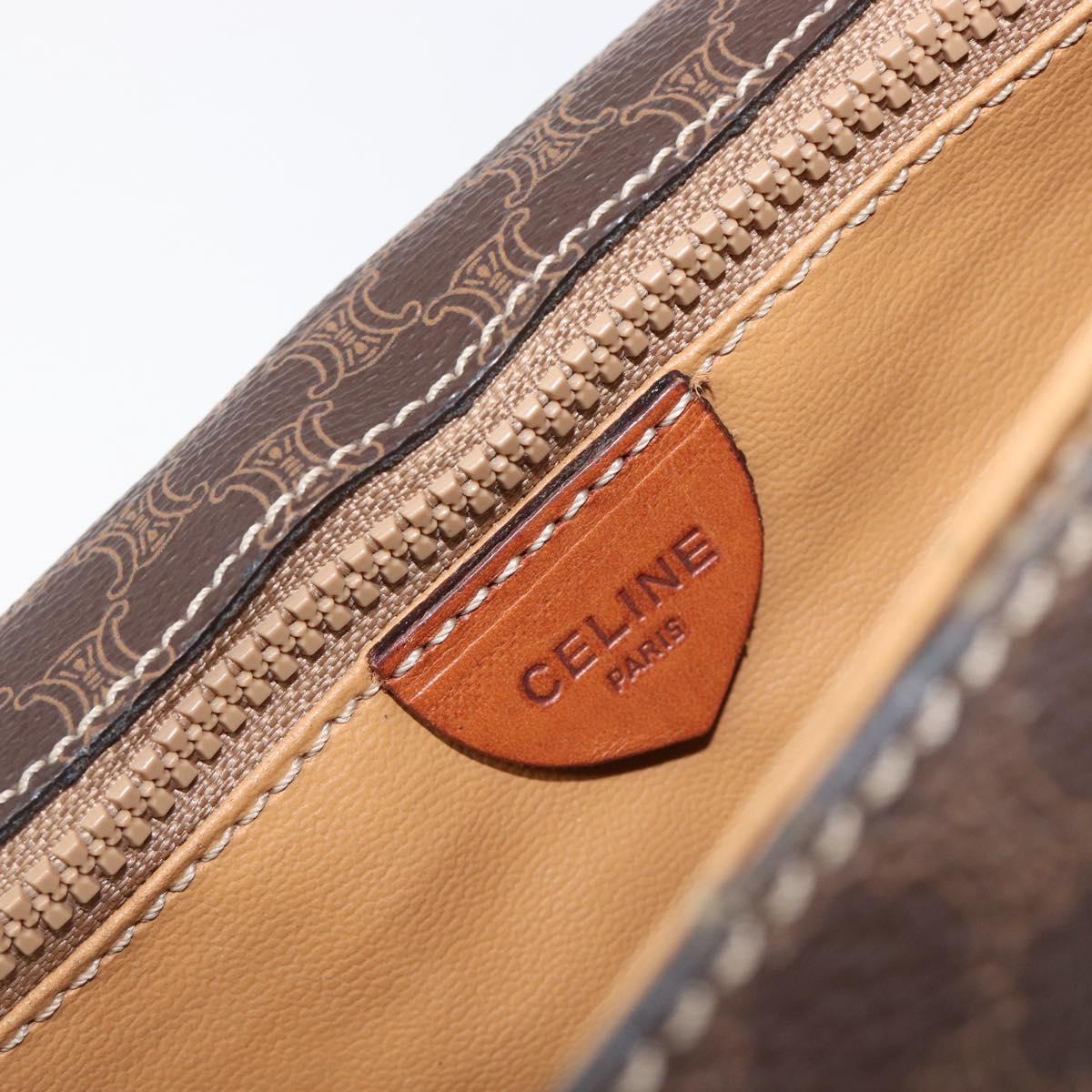CELINE Macadam Canvas Shoulder Bag PVC Leather Brown Gold Auth mr2903