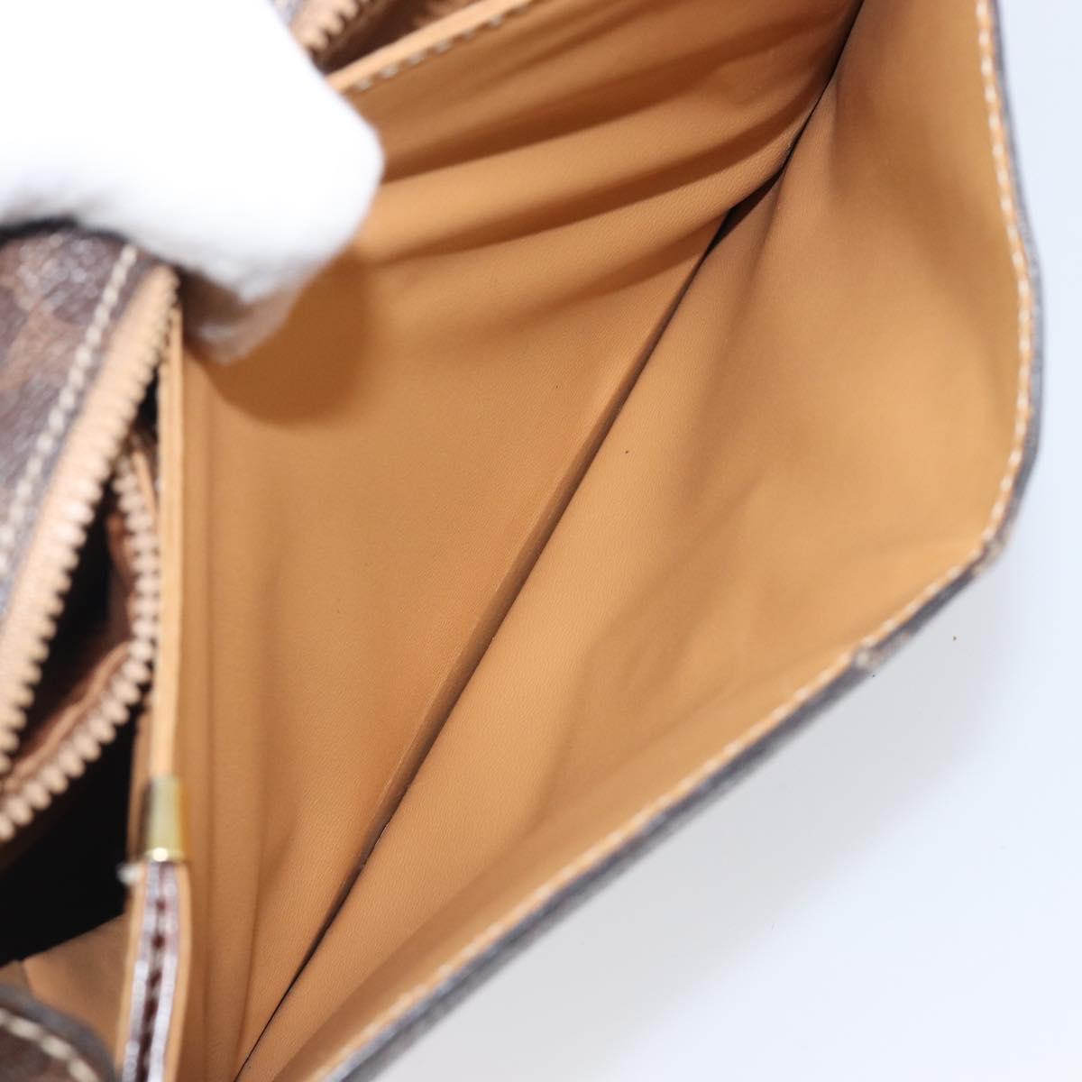 CELINE Macadam Canvas Shoulder Bag PVC Leather Brown Gold Auth mr2903