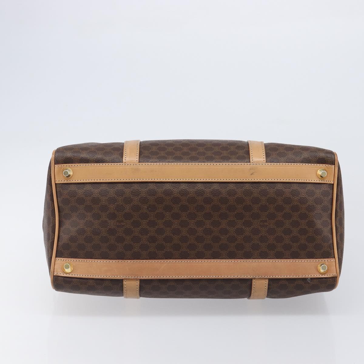 CELINE Macadam Canvas Hand Bag PVC Leather Brown Gold Auth mr2904A