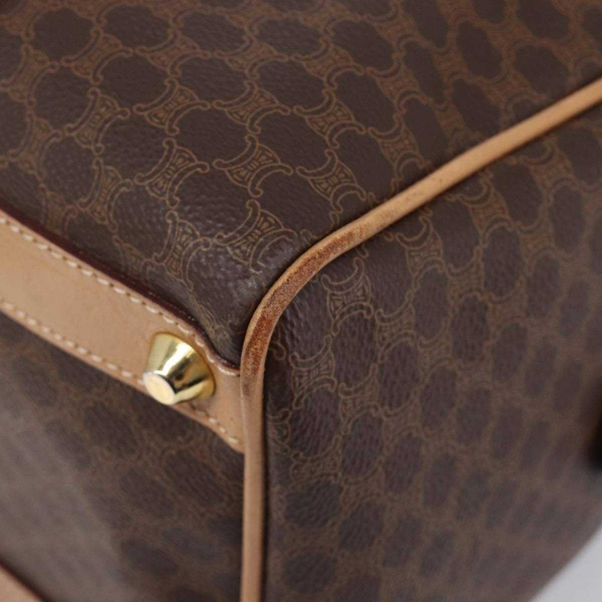 CELINE Macadam Canvas Hand Bag PVC Leather Brown Gold Auth mr2904A