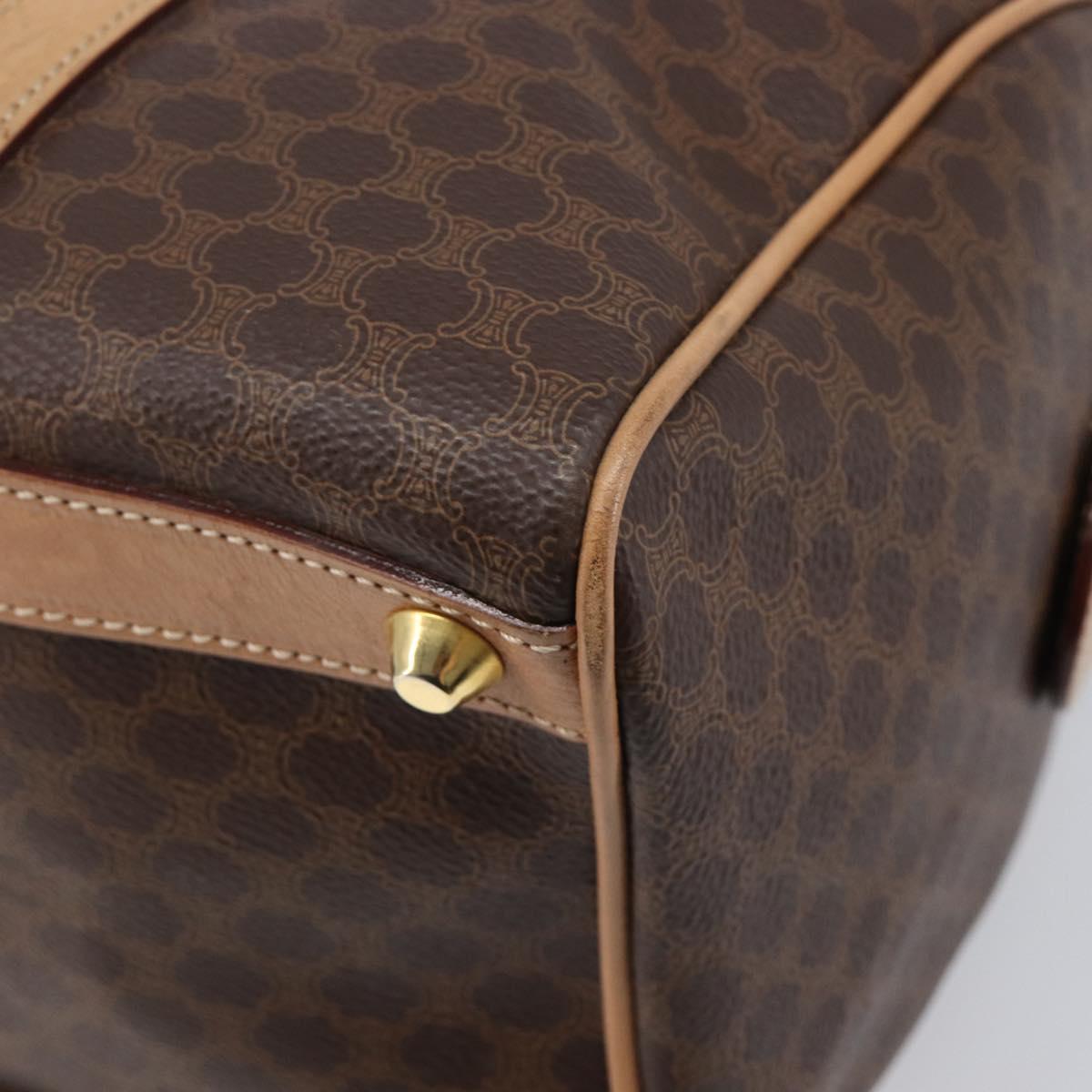 CELINE Macadam Canvas Hand Bag PVC Leather Brown Gold Auth mr2904A