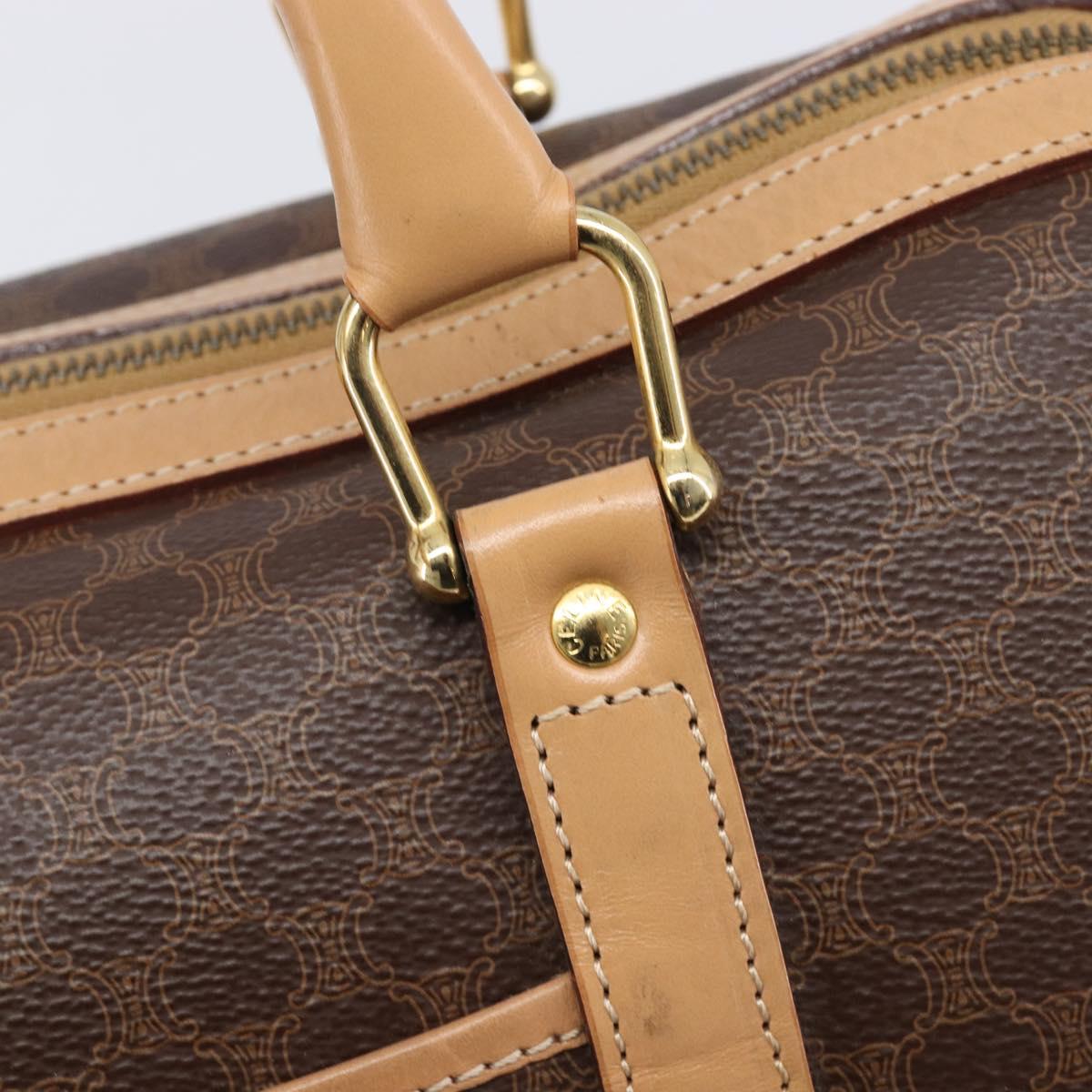 CELINE Macadam Canvas Hand Bag PVC Leather Brown Gold Auth mr2904A