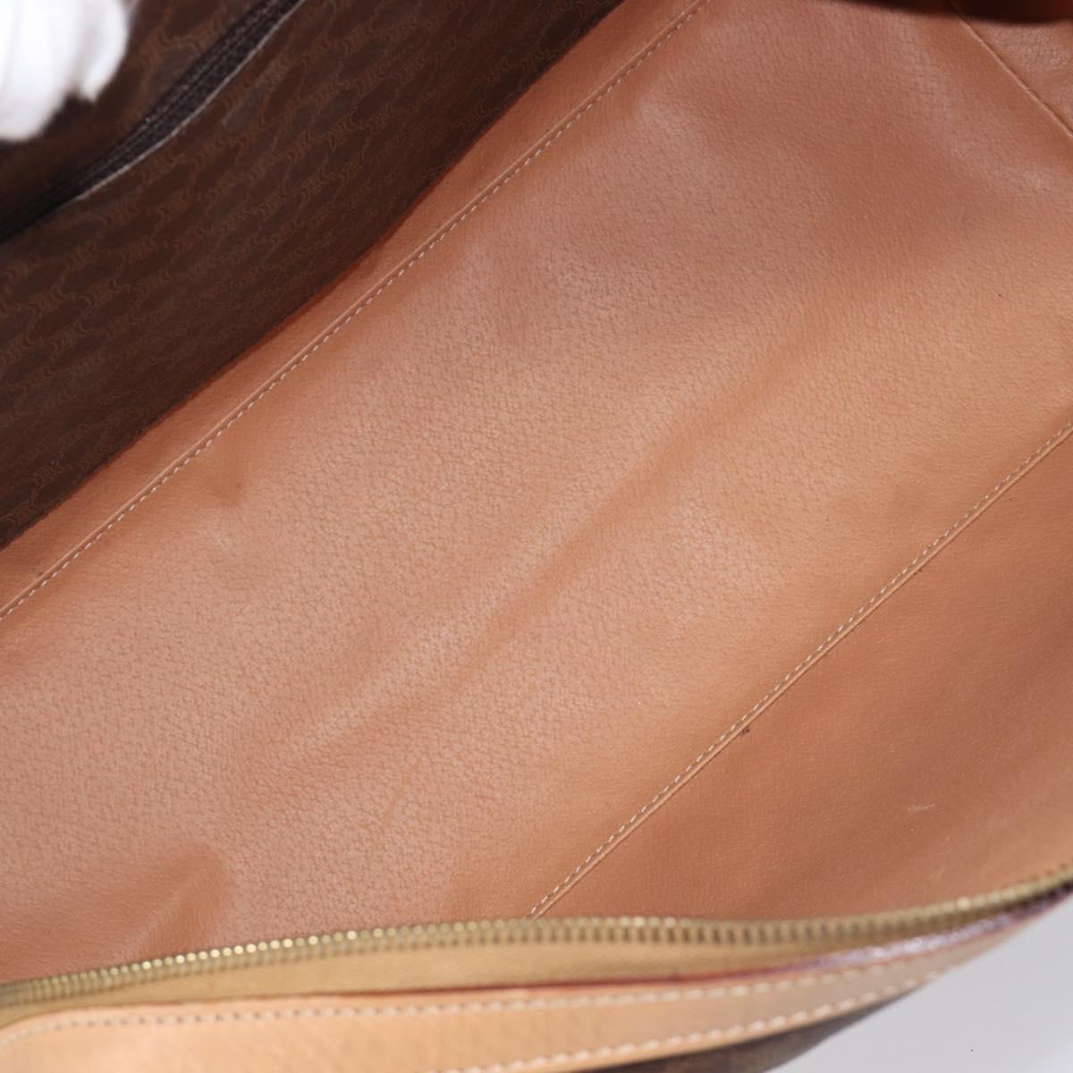 CELINE Macadam Canvas Hand Bag PVC Leather Brown Gold Auth mr2904A