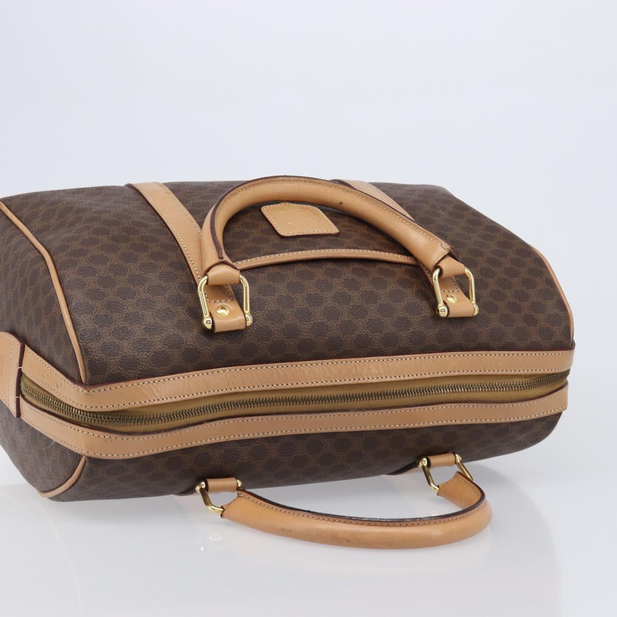 CELINE Macadam Canvas Hand Bag PVC Leather Brown Gold Auth mr2904A