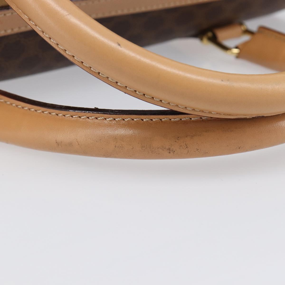 CELINE Macadam Canvas Hand Bag PVC Leather Brown Gold Auth mr2904A
