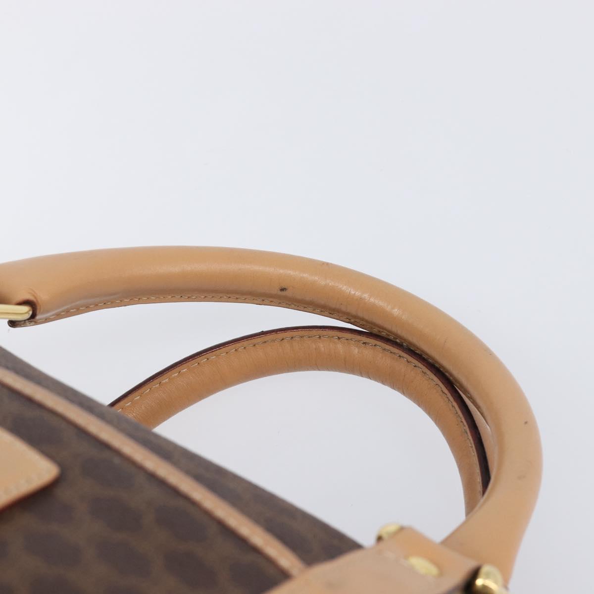 CELINE Macadam Canvas Hand Bag PVC Leather Brown Gold Auth mr2904A