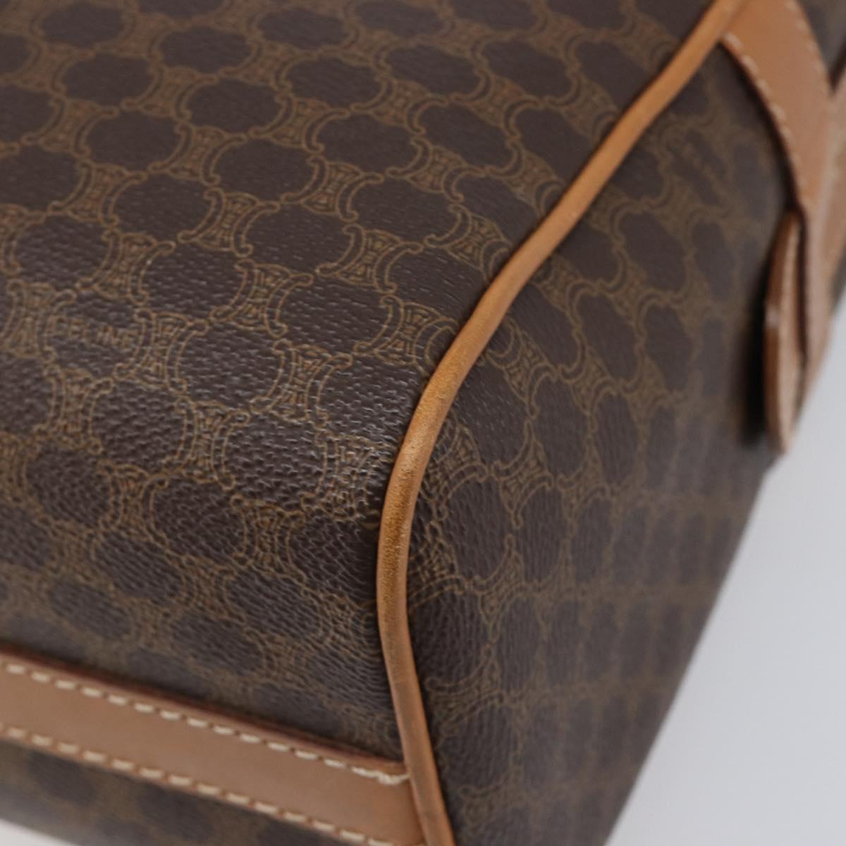 CELINE Macadam Canvas Shoulder Bag PVC Leather Brown Gold Auth mr2905