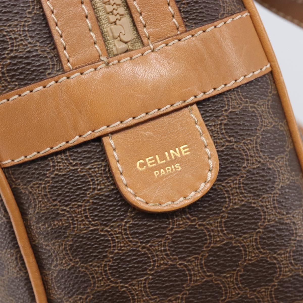 CELINE Macadam Canvas Shoulder Bag PVC Leather Brown Gold Auth mr2905