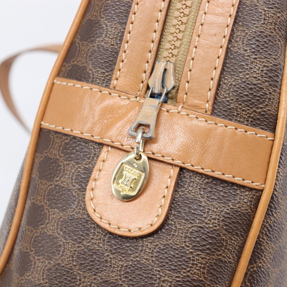 CELINE Macadam Canvas Shoulder Bag PVC Leather Brown Gold Auth mr2905