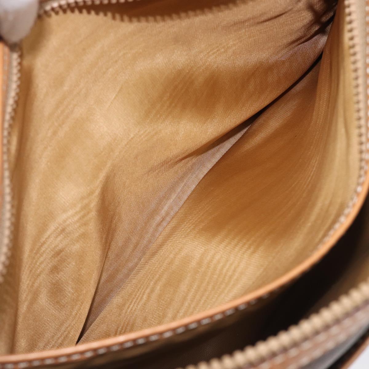 CELINE Macadam Canvas Shoulder Bag PVC Leather Brown Gold Auth mr2905
