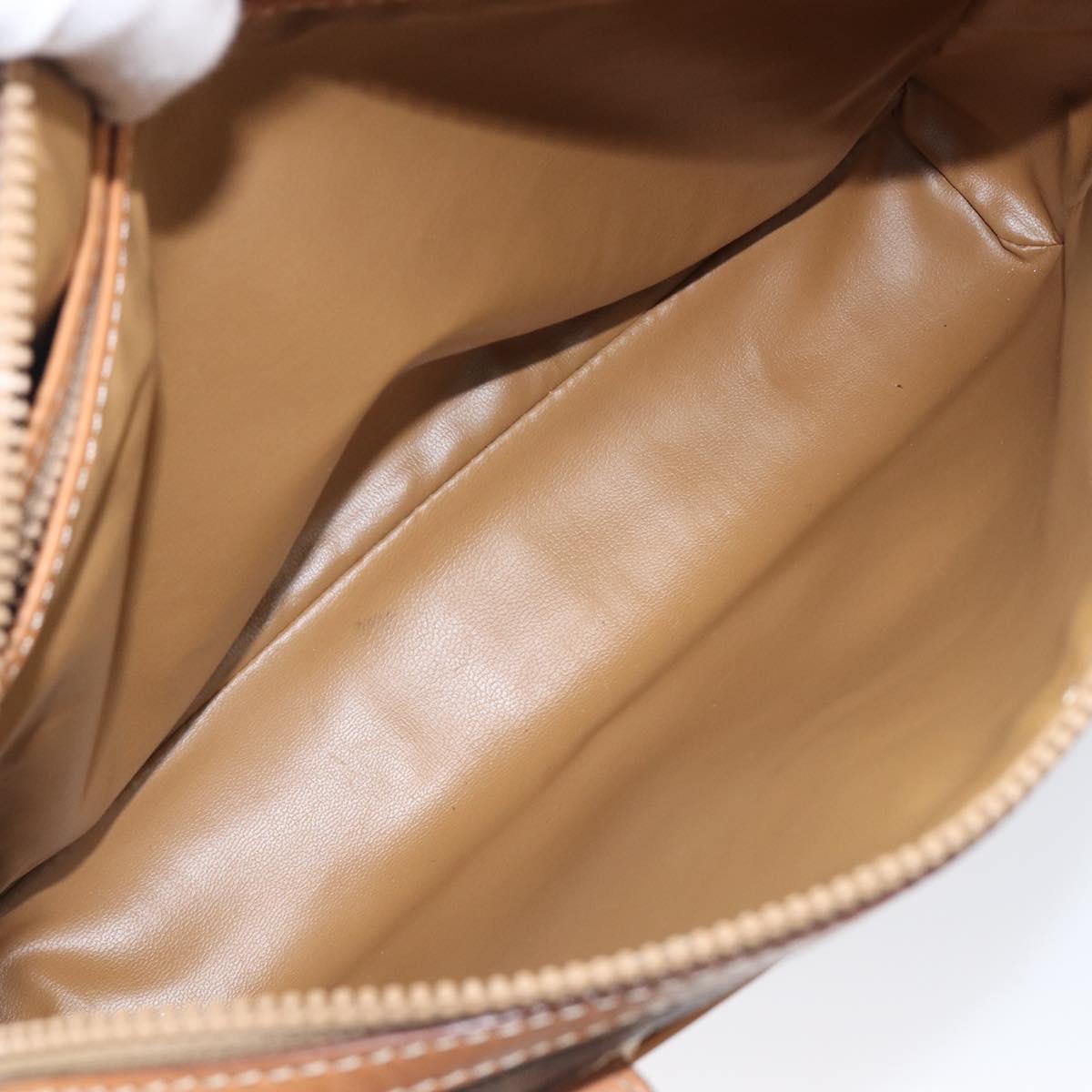 CELINE Macadam Canvas Shoulder Bag PVC Leather Brown Gold Auth mr2905