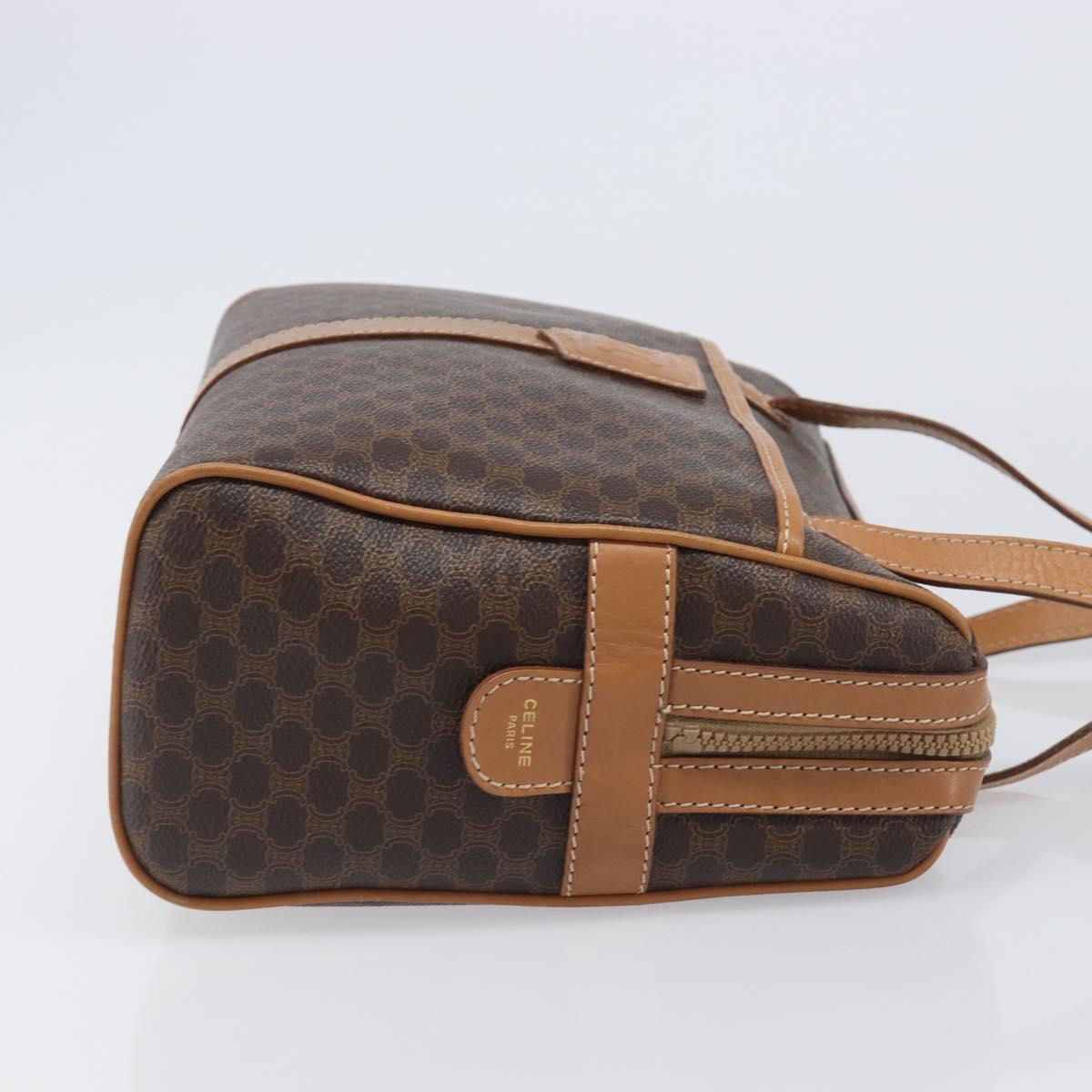 CELINE Macadam Canvas Shoulder Bag PVC Leather Brown Gold Auth mr2905