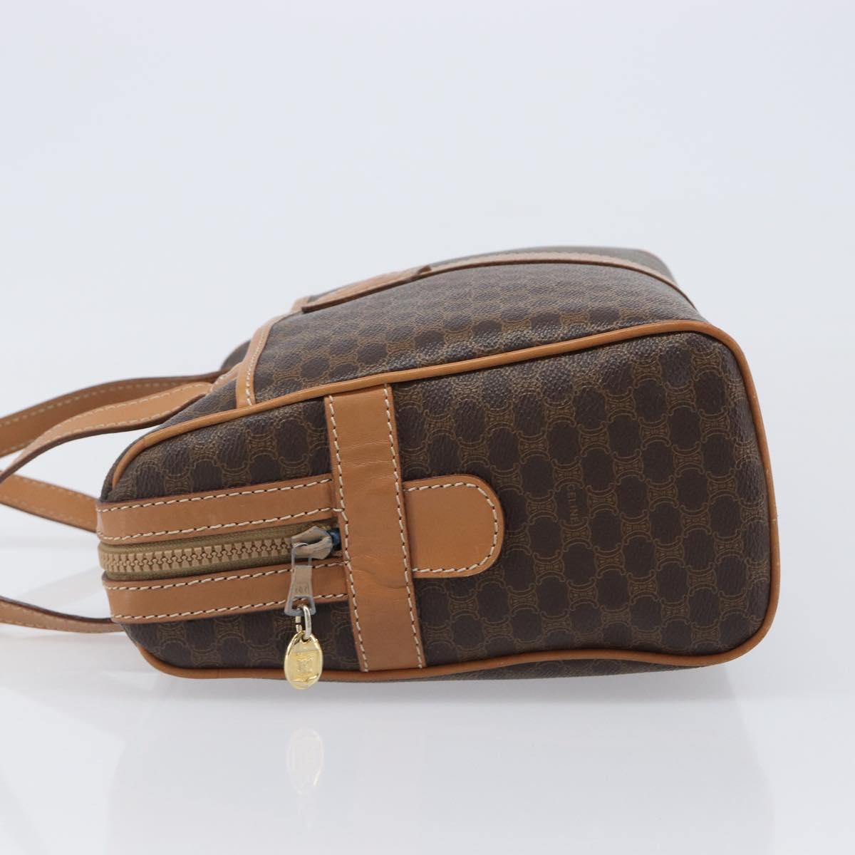 CELINE Macadam Canvas Shoulder Bag PVC Leather Brown Gold Auth mr2905