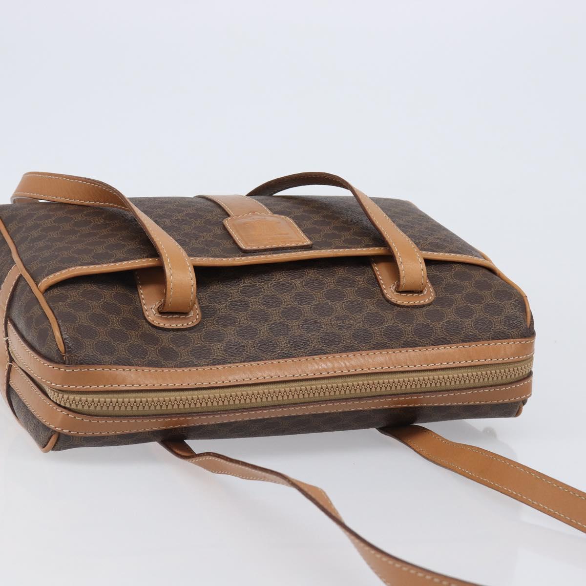 CELINE Macadam Canvas Shoulder Bag PVC Leather Brown Gold Auth mr2905