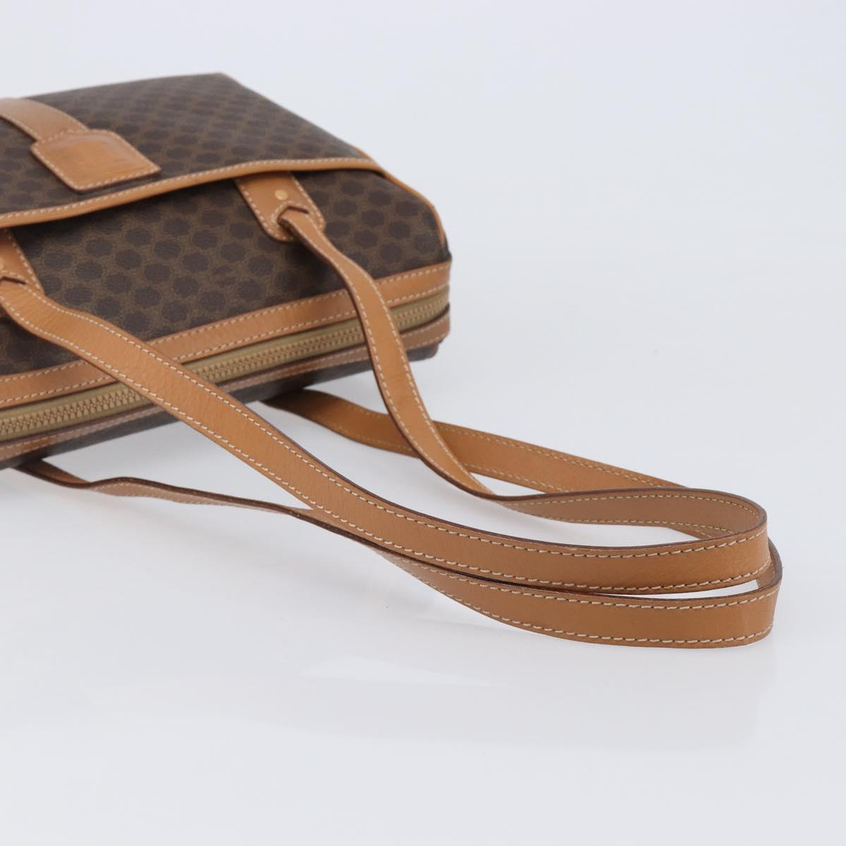 CELINE Macadam Canvas Shoulder Bag PVC Leather Brown Gold Auth mr2905