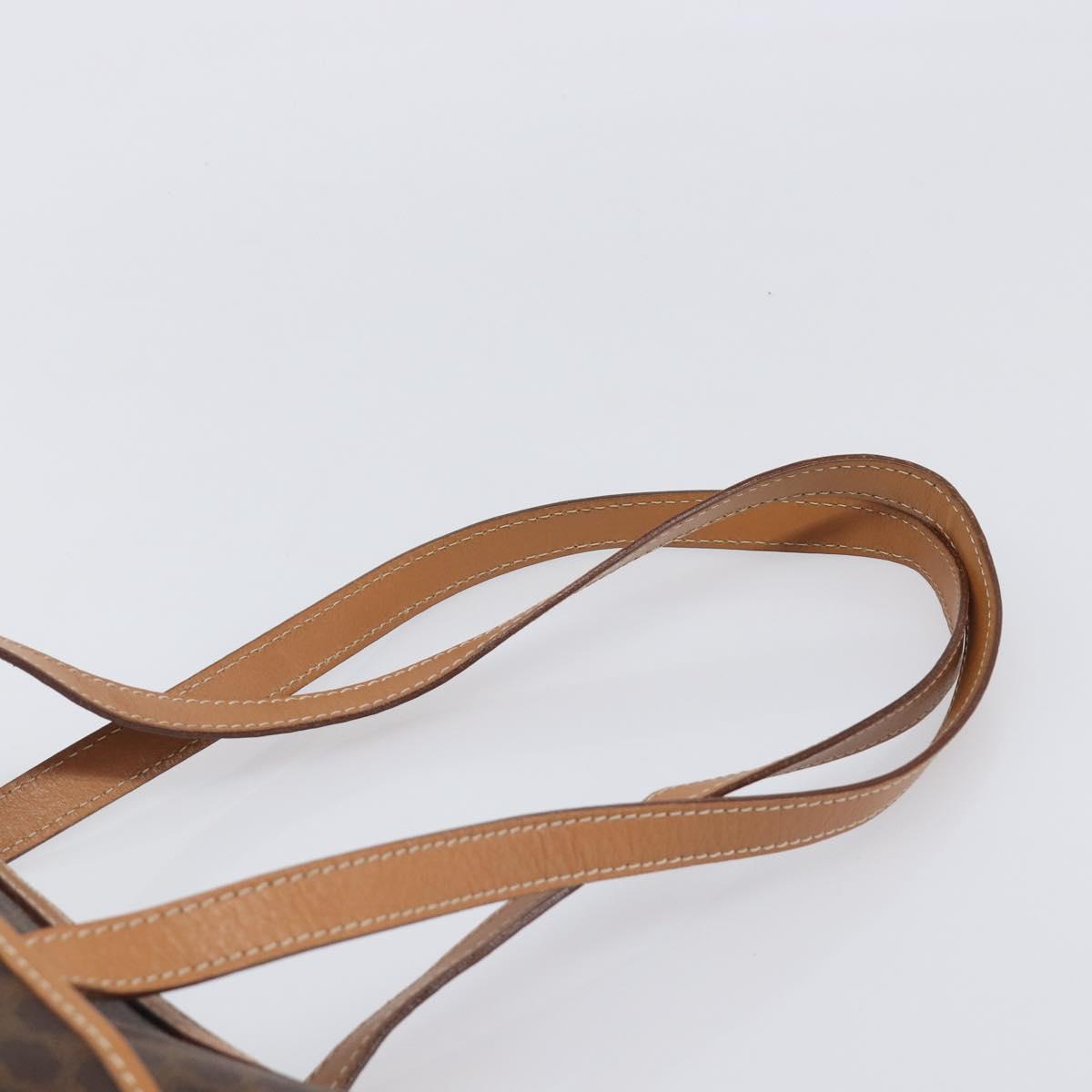 CELINE Macadam Canvas Shoulder Bag PVC Leather Brown Gold Auth mr2905
