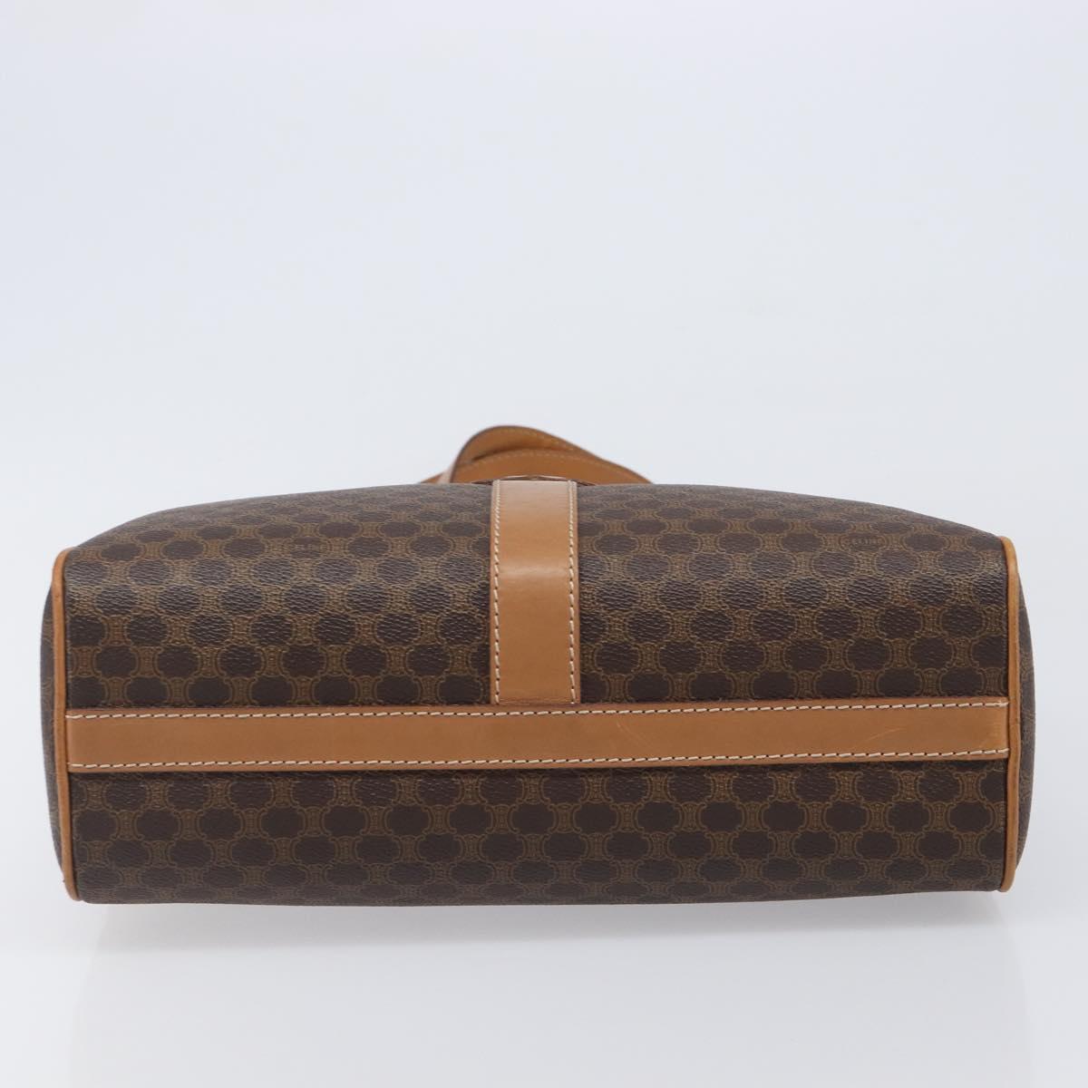 CELINE Macadam Canvas Shoulder Bag PVC Leather Brown Gold Auth mr2905
