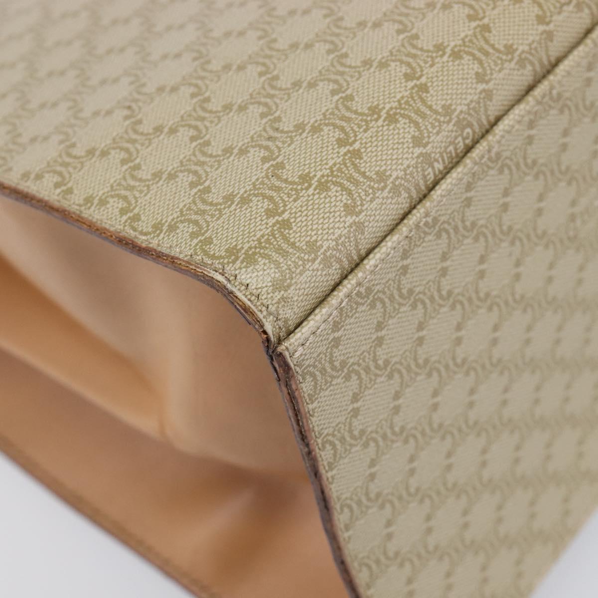 CELINE Macadam Canvas Hand Bag PVC Beige Gold Auth mr2906