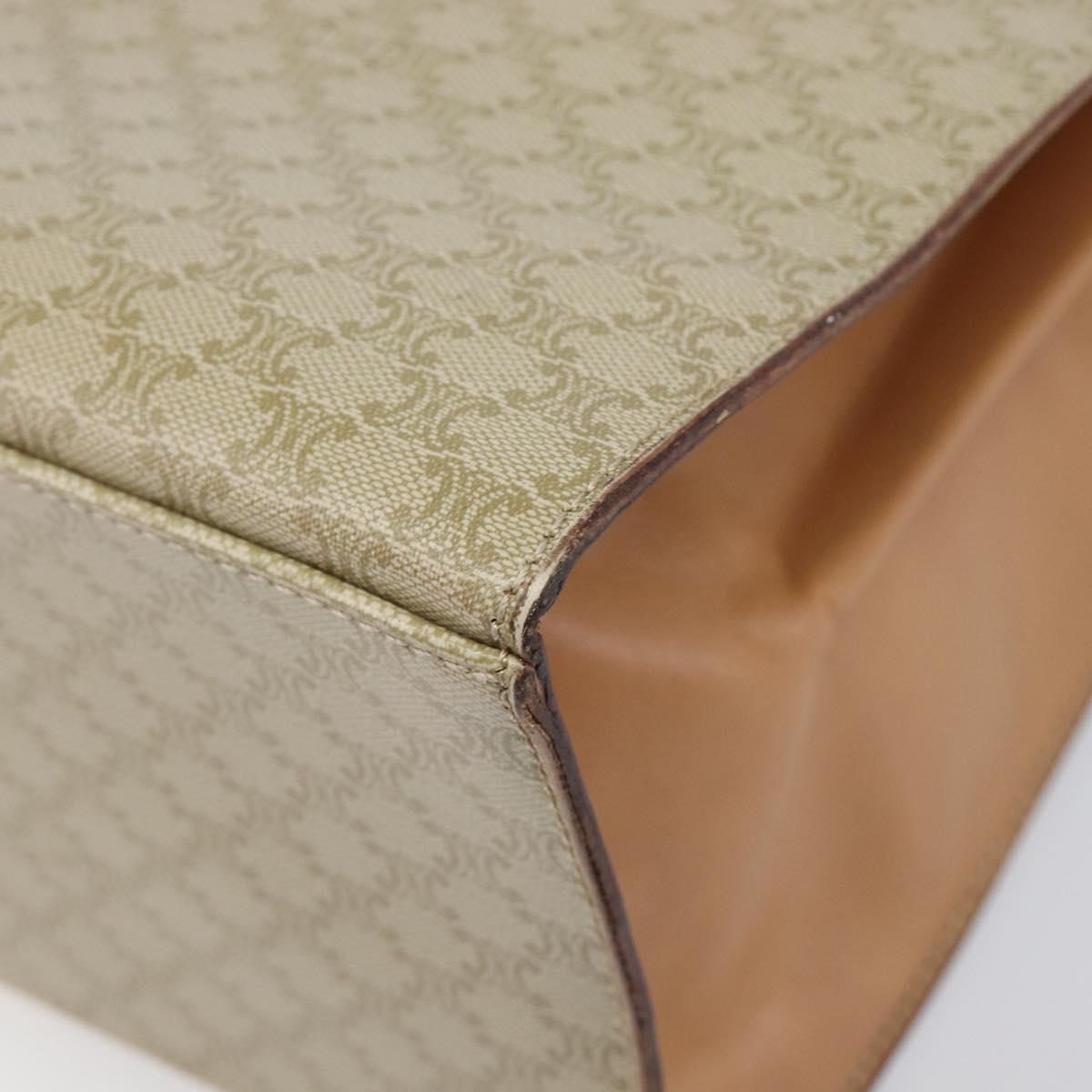 CELINE Macadam Canvas Hand Bag PVC Beige Gold Auth mr2906