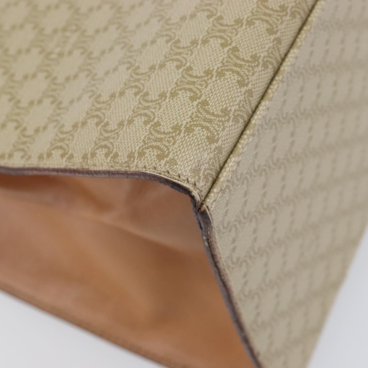 CELINE Macadam Canvas Hand Bag PVC Beige Gold Auth mr2906