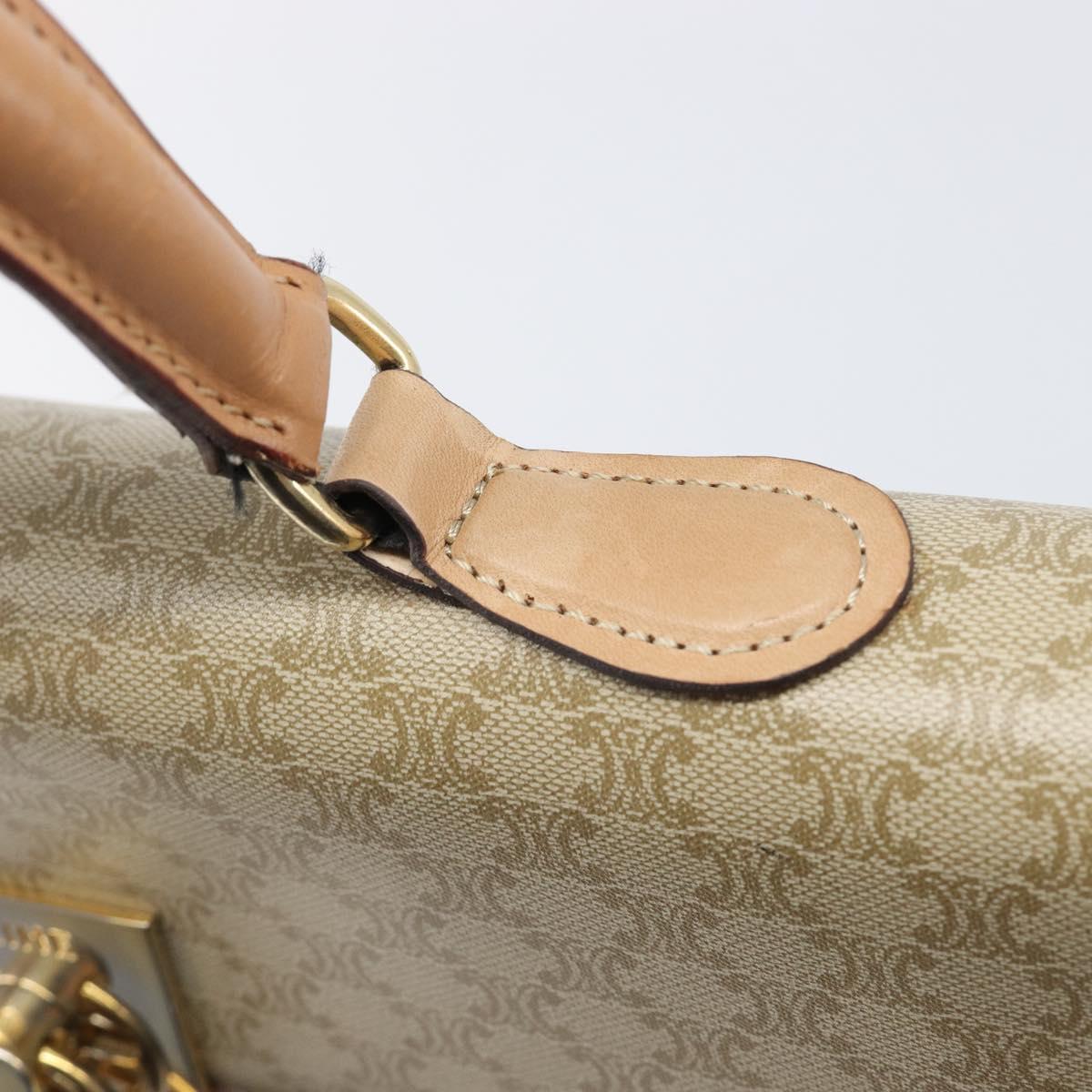 CELINE Macadam Canvas Hand Bag PVC Beige Gold Auth mr2906
