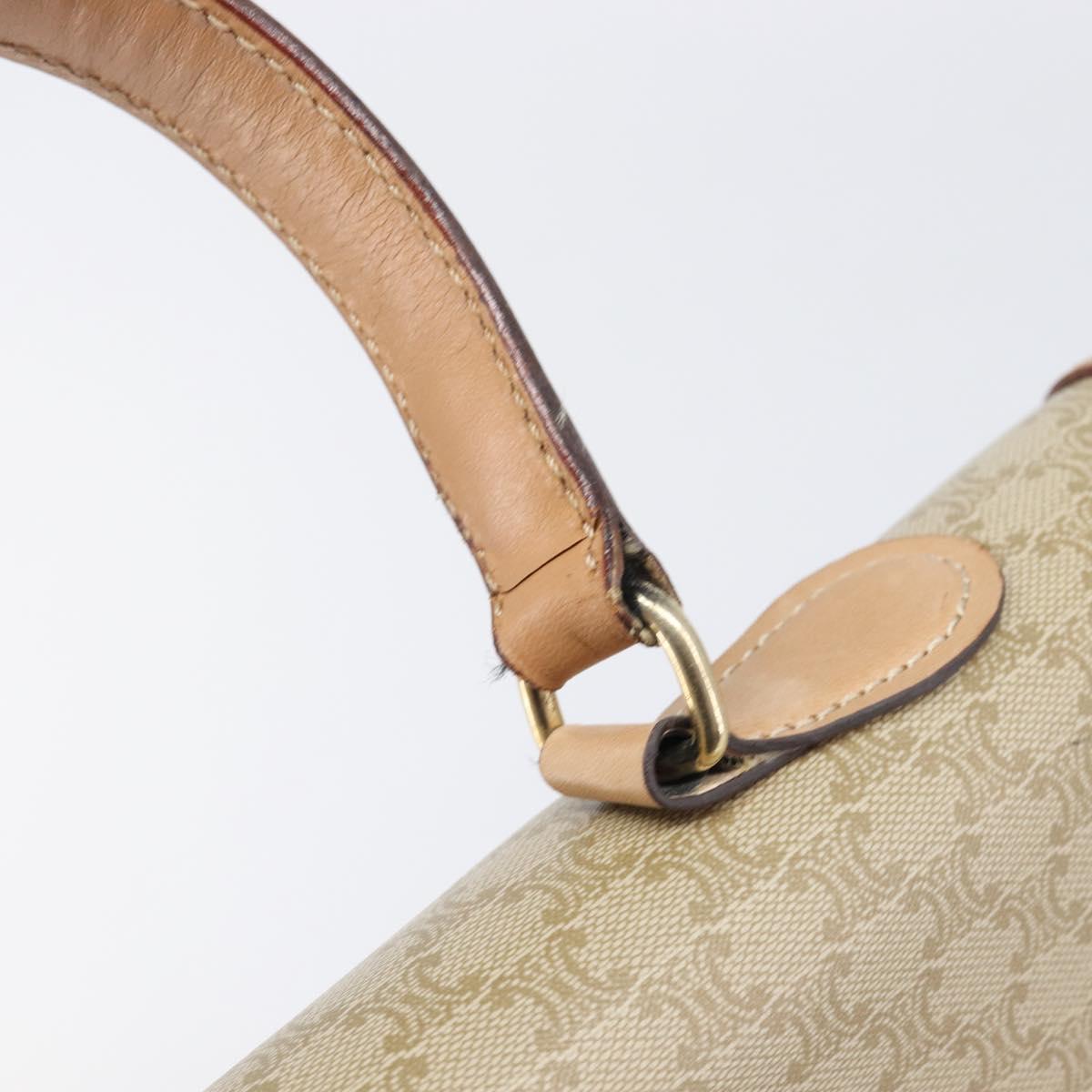 CELINE Macadam Canvas Hand Bag PVC Beige Gold Auth mr2906