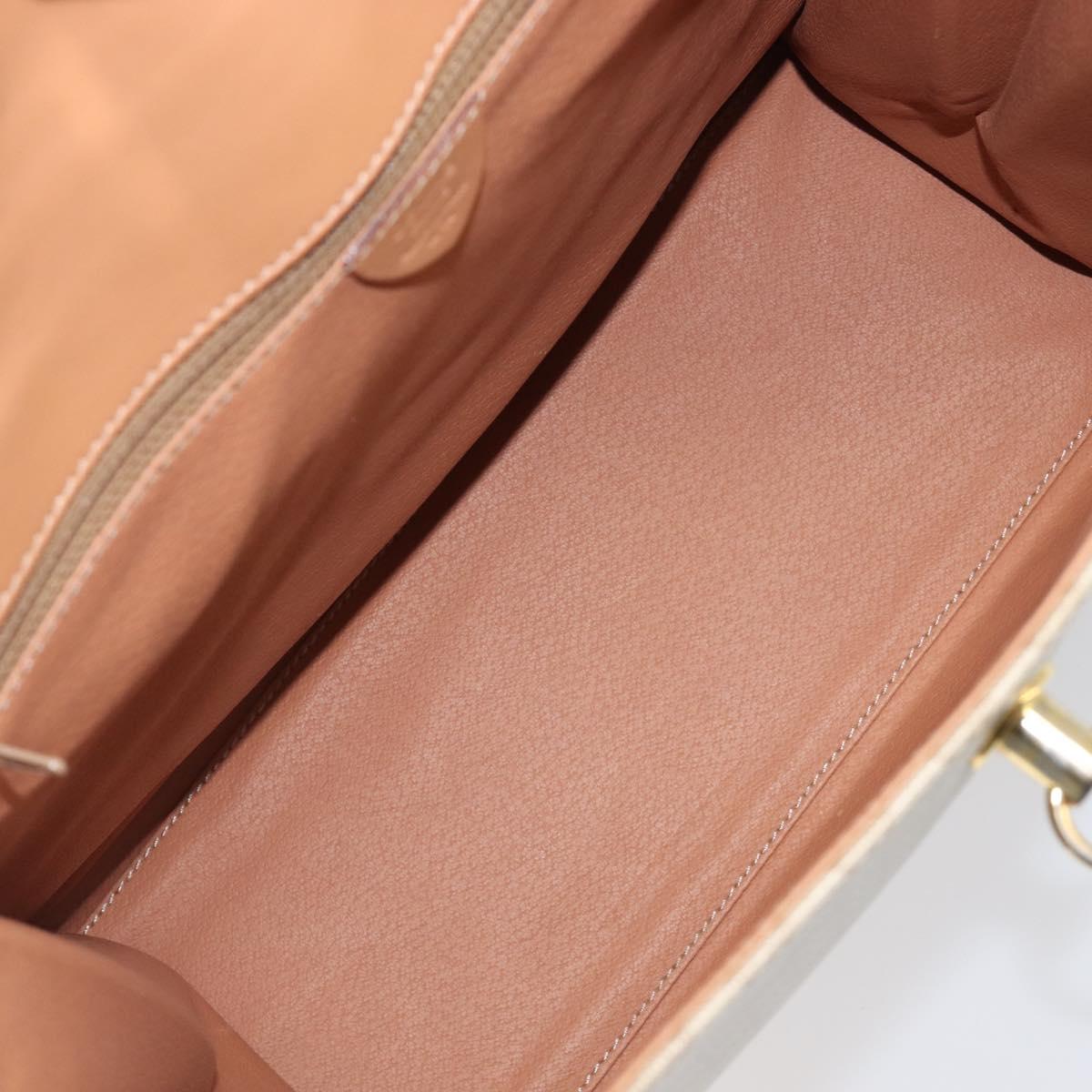 CELINE Macadam Canvas Hand Bag PVC Beige Gold Auth mr2906