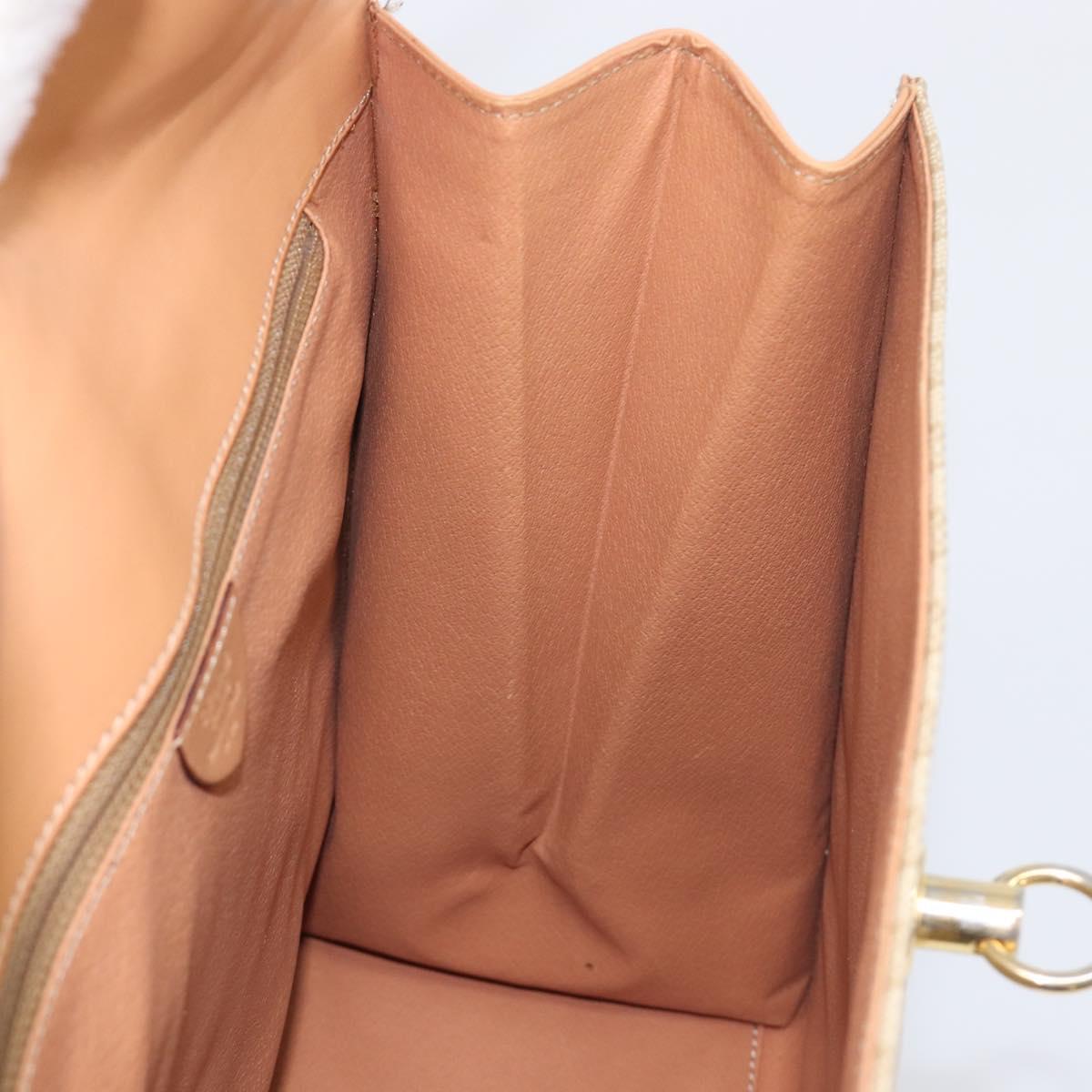 CELINE Macadam Canvas Hand Bag PVC Beige Gold Auth mr2906