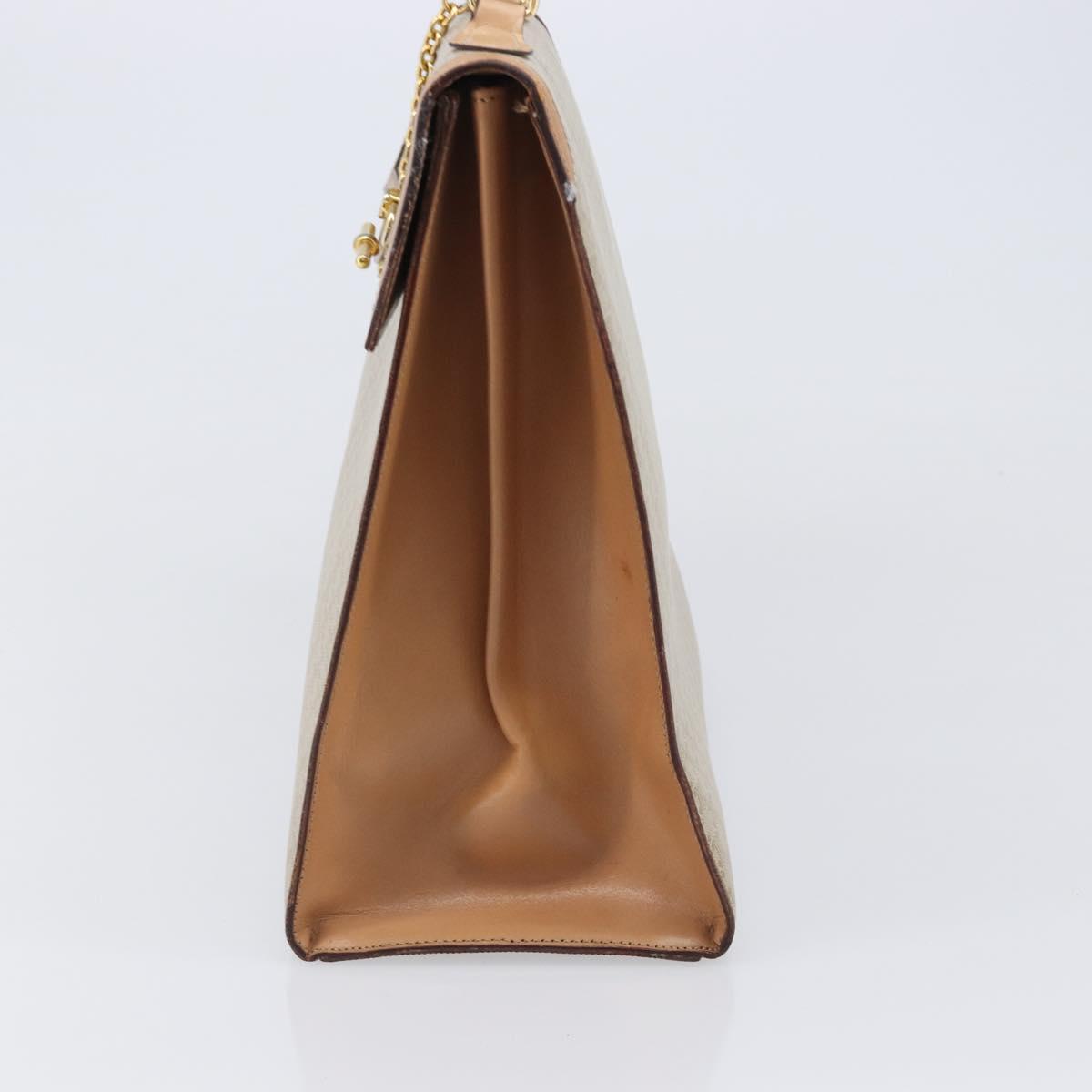 CELINE Macadam Canvas Hand Bag PVC Beige Gold Auth mr2906