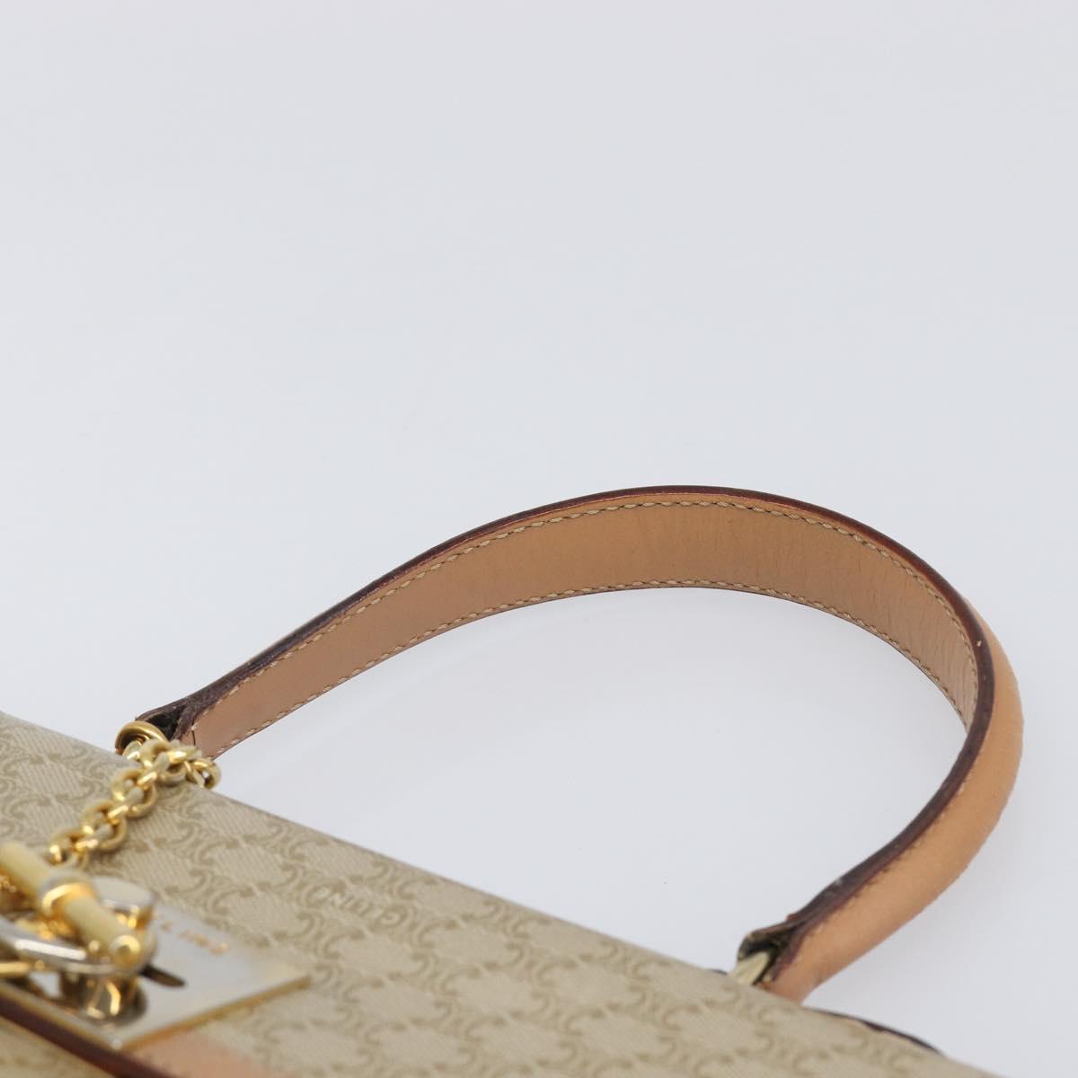 CELINE Macadam Canvas Hand Bag PVC Beige Gold Auth mr2906