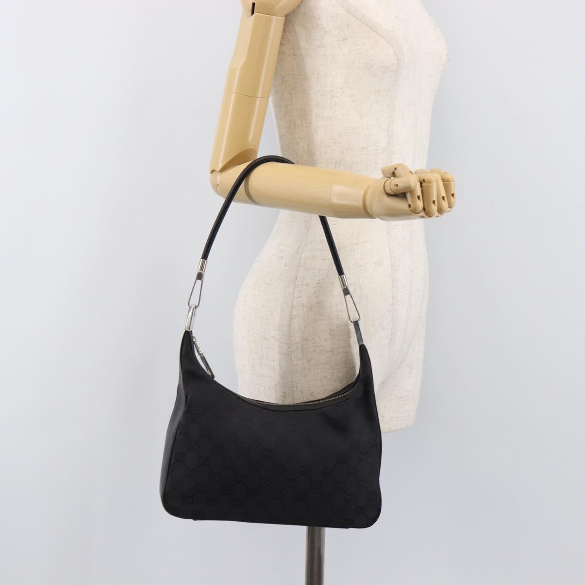 GUCCI Shoulder Bag Leather Black Silver 001 3812 2123 Auth mr2907