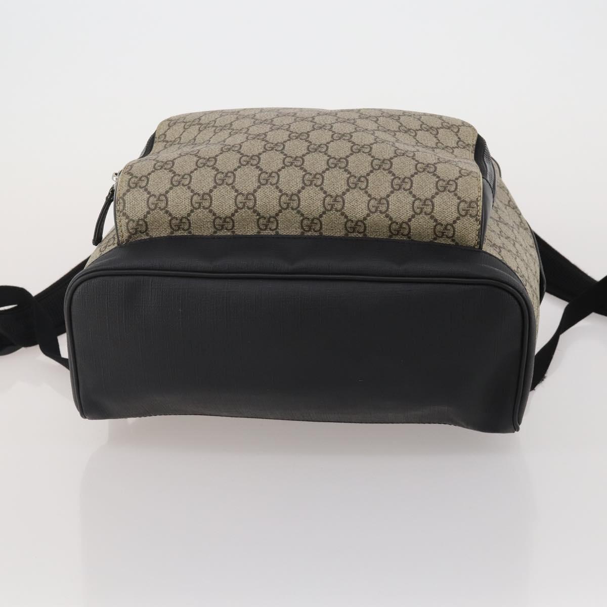 GUCCI GG Supreme Backpack PVC Beige Silver 406370 Auth mr2910A
