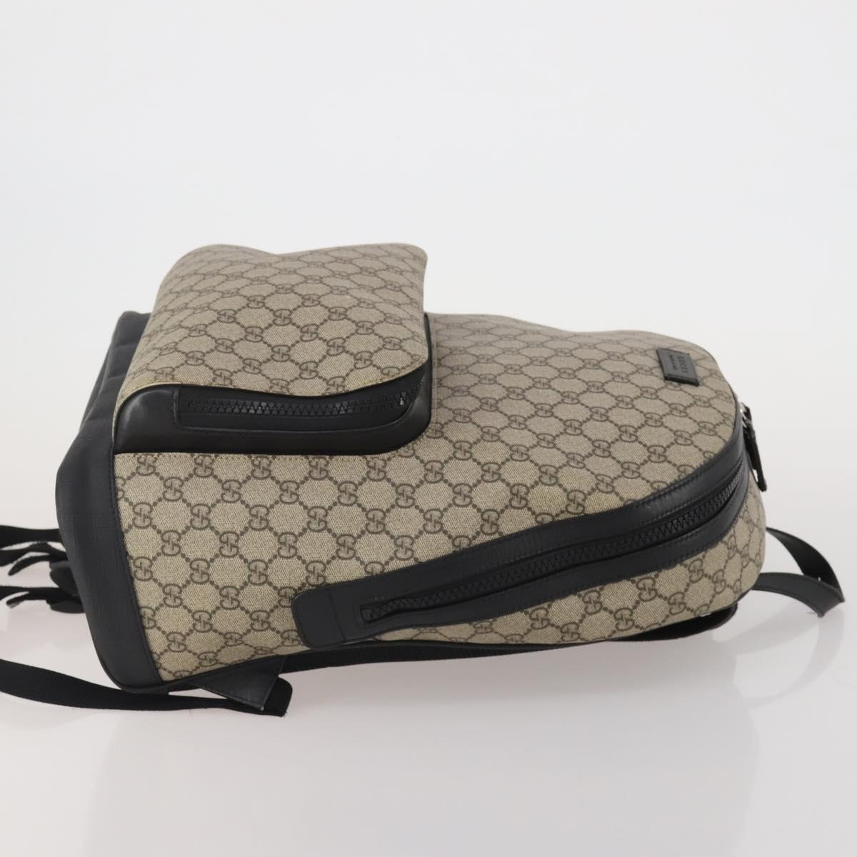 GUCCI GG Supreme Backpack PVC Beige Silver 406370 Auth mr2910A