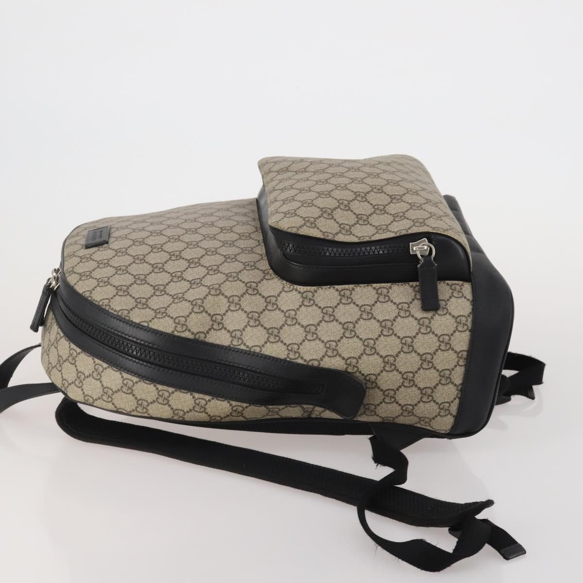 GUCCI GG Supreme Backpack PVC Beige Silver 406370 Auth mr2910A