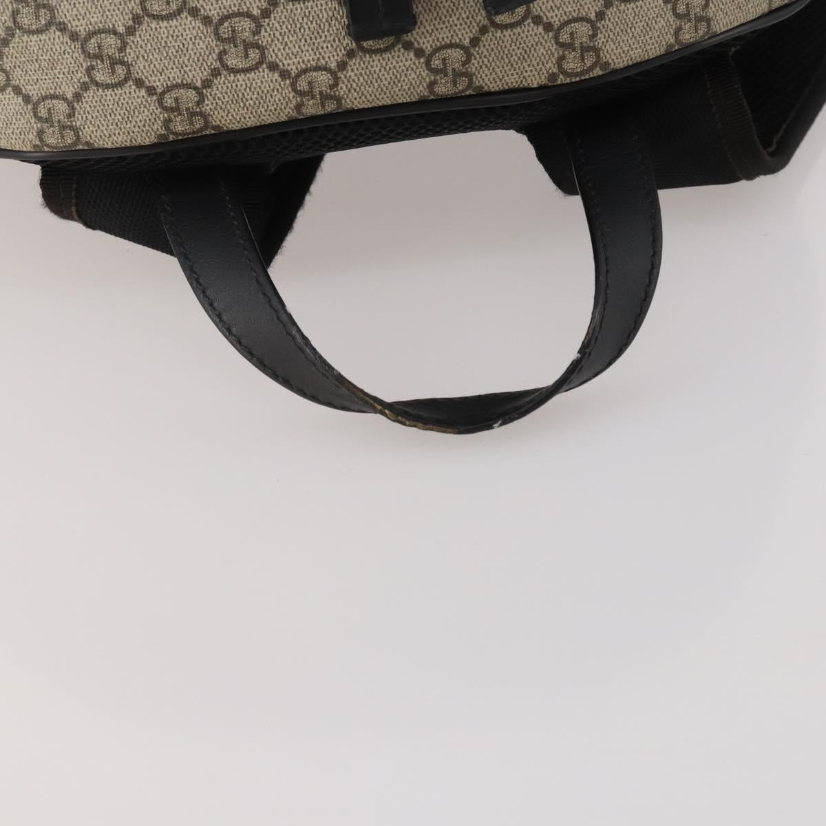 GUCCI GG Supreme Backpack PVC Beige Silver 406370 Auth mr2910A