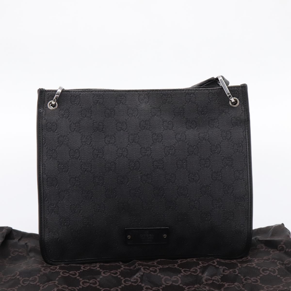 GUCCI GG Canvas Shoulder Bag Black 91762 Auth mr2911