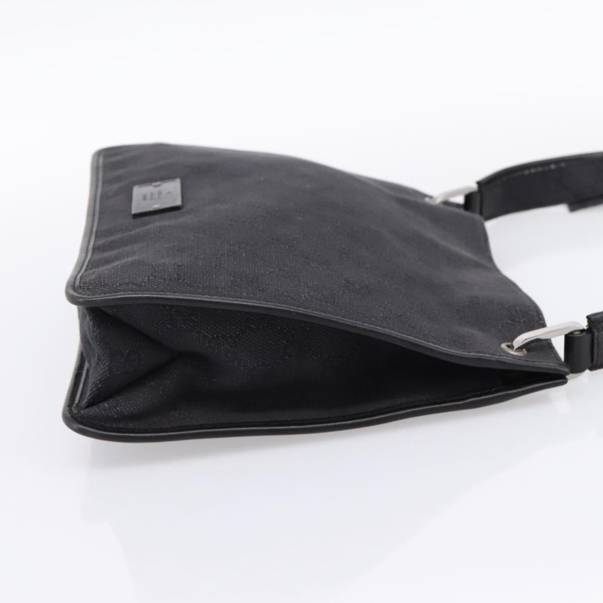 GUCCI GG Canvas Shoulder Bag Black 91762 Auth mr2911