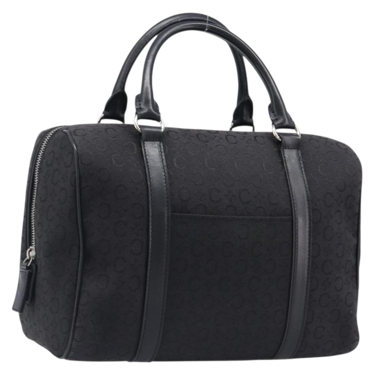 CELINE C Macadam Canvas Hand Bag Black Silver Auth mr2912