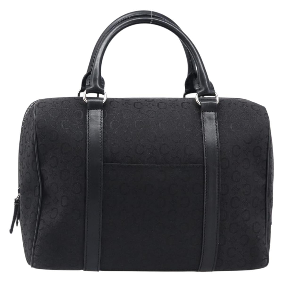 CELINE C Macadam Canvas Hand Bag Black Silver Auth mr2912