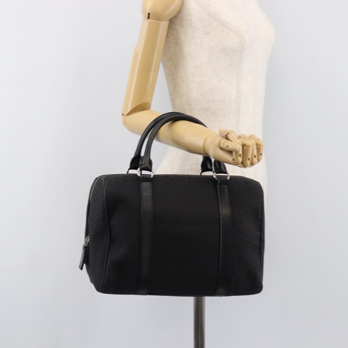 CELINE C Macadam Canvas Hand Bag Black Silver Auth mr2912