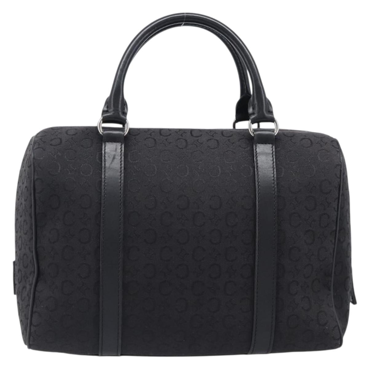 CELINE C Macadam Canvas Hand Bag Black Silver Auth mr2912