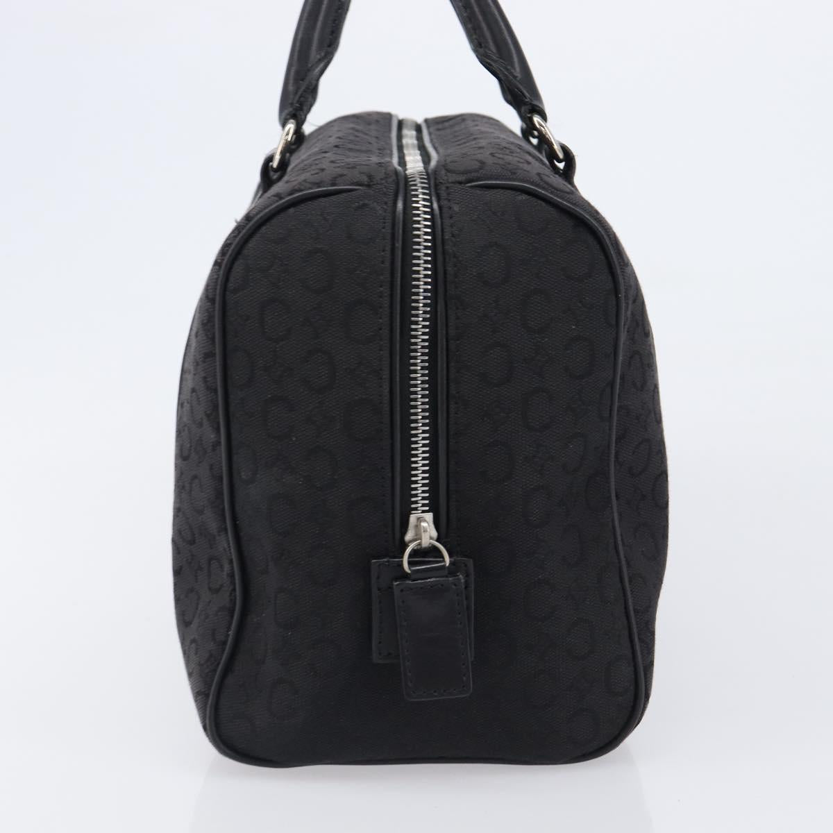 CELINE C Macadam Canvas Hand Bag Black Silver Auth mr2912